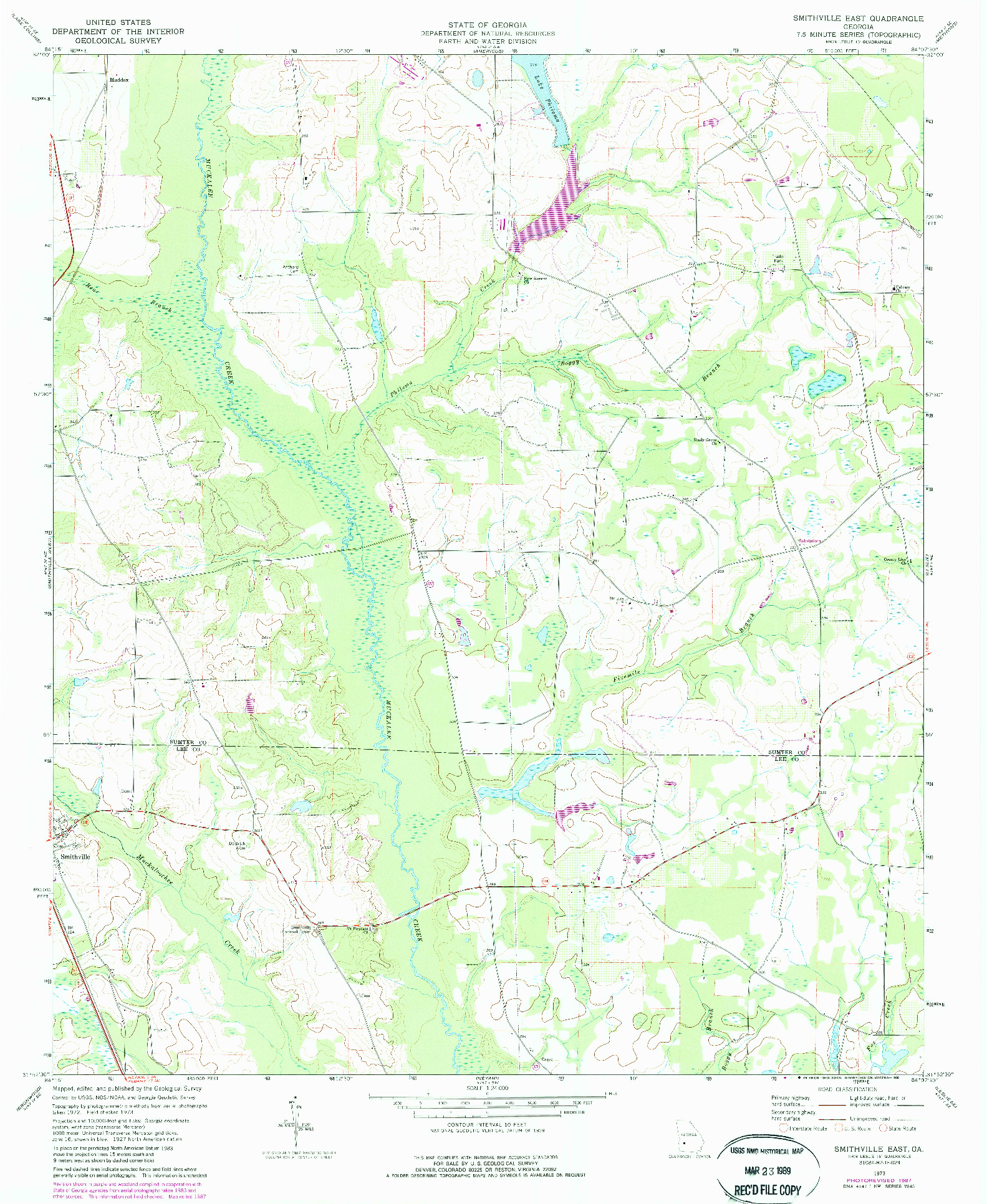 USGS 1:24000-SCALE QUADRANGLE FOR SMITHVILLE EAST, GA 1973