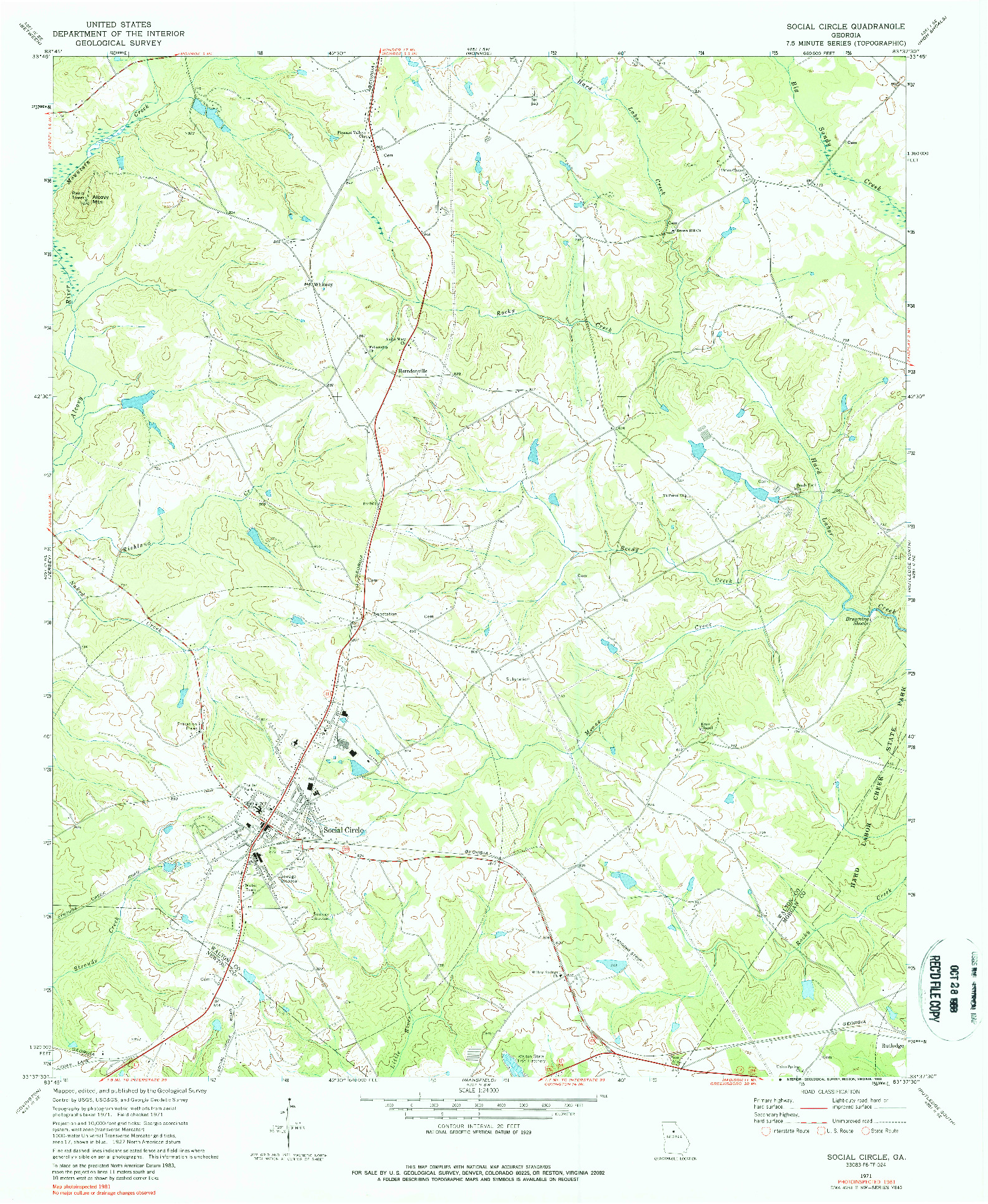 USGS 1:24000-SCALE QUADRANGLE FOR SOCIAL CIRCLE, GA 1971