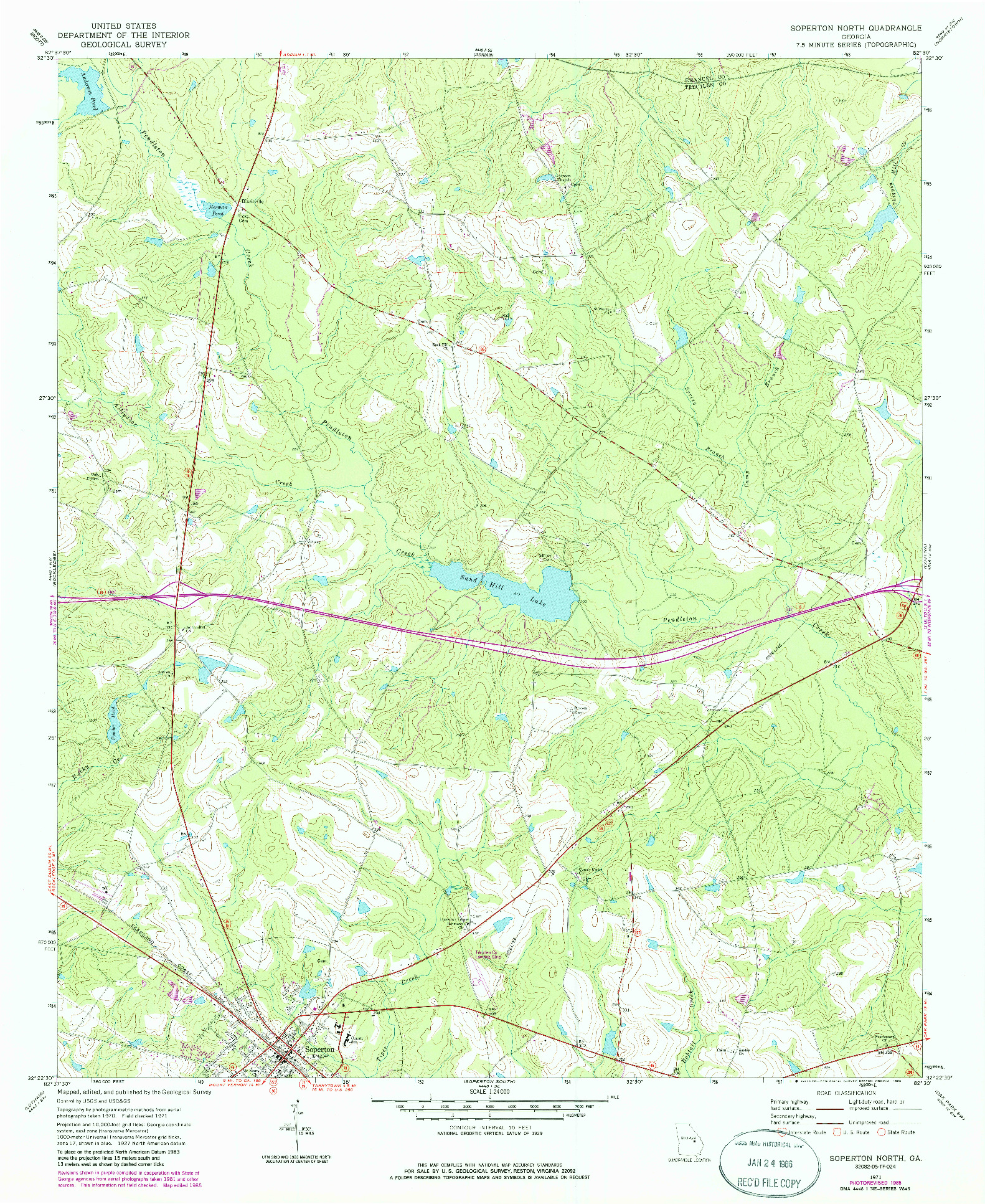 USGS 1:24000-SCALE QUADRANGLE FOR SOPERTON NORTH, GA 1971