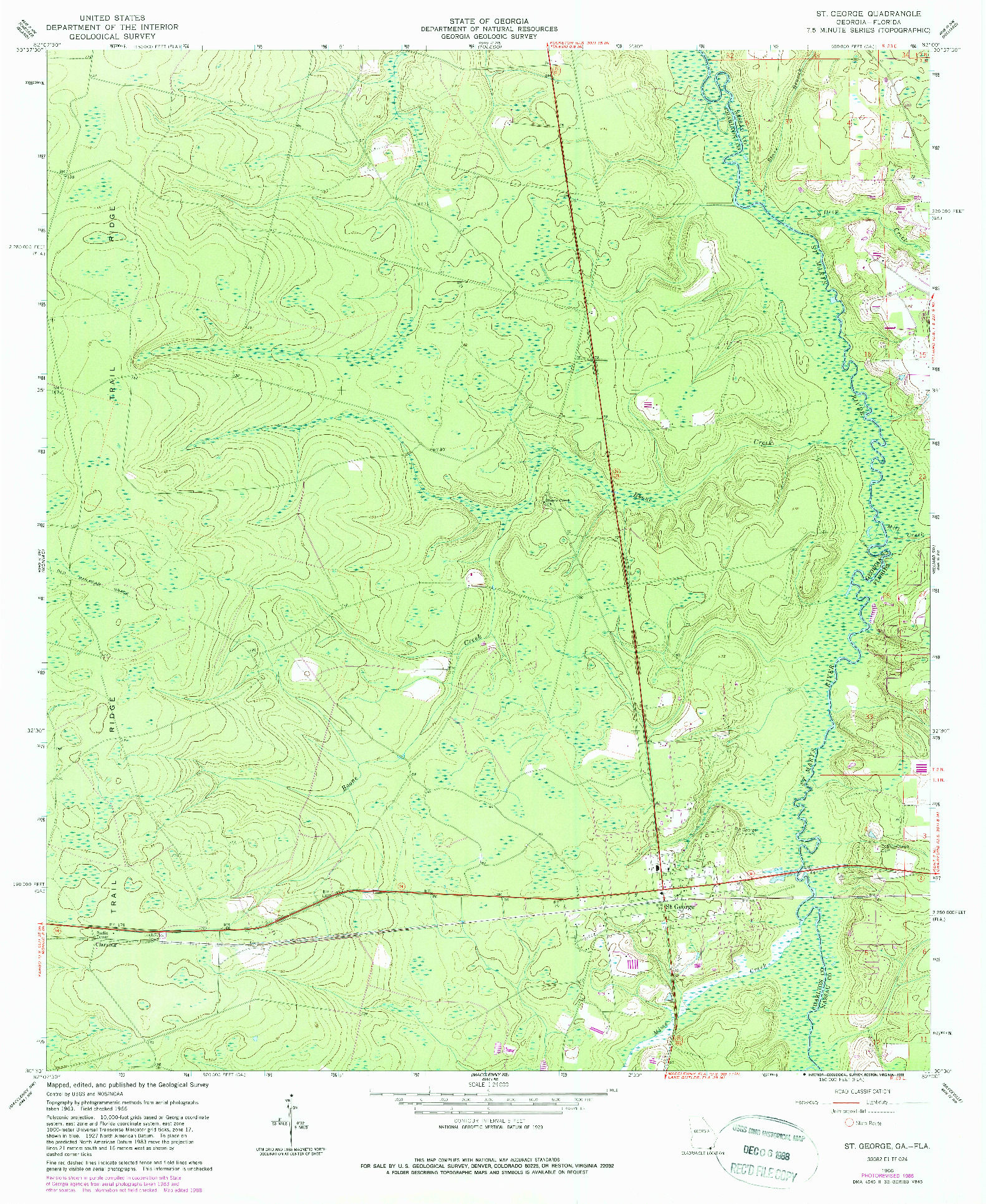 USGS 1:24000-SCALE QUADRANGLE FOR ST GEORGE, GA 1966