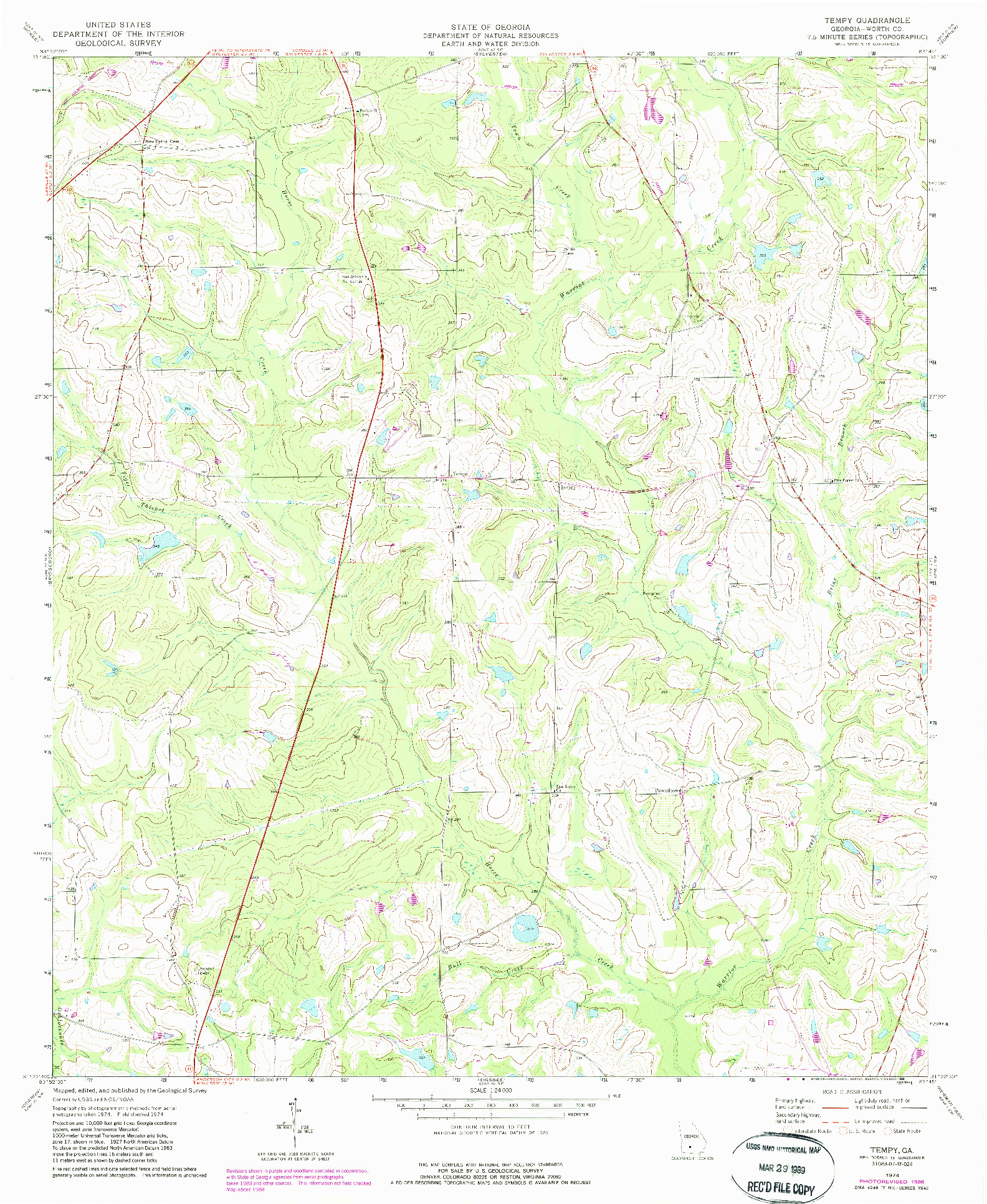 USGS 1:24000-SCALE QUADRANGLE FOR TEMPY, GA 1974