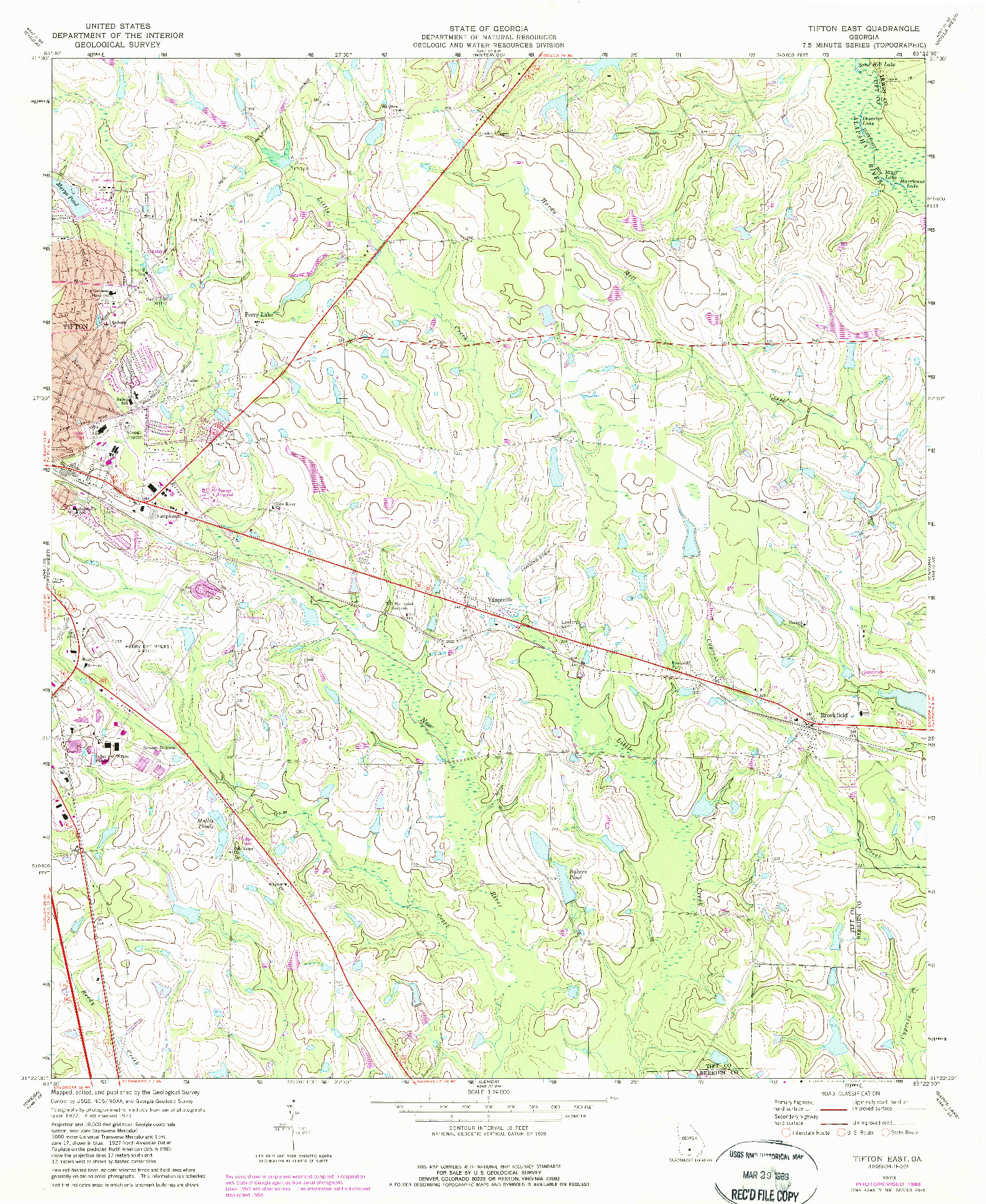 USGS 1:24000-SCALE QUADRANGLE FOR TIFTON EAST, GA 1973