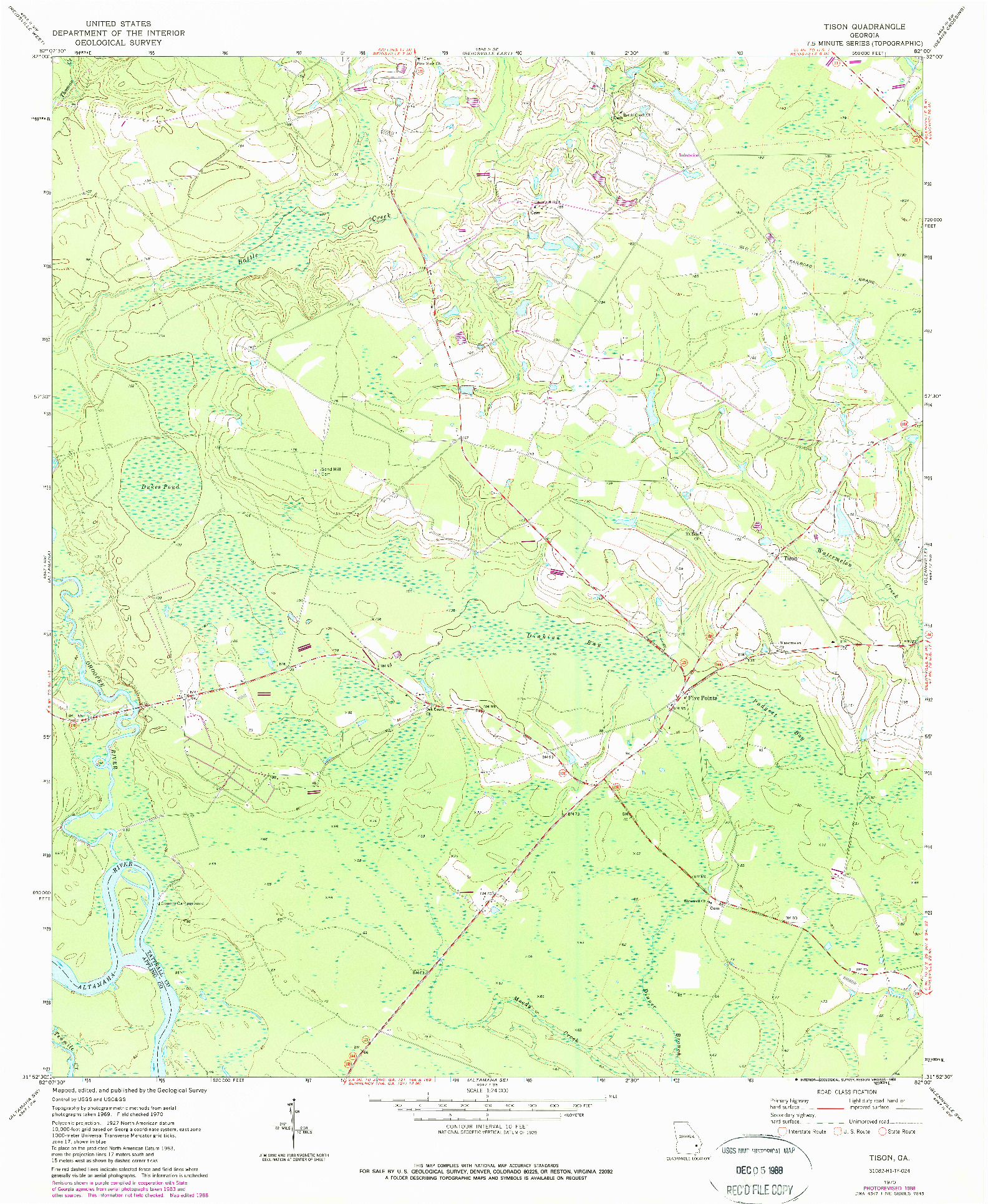 USGS 1:24000-SCALE QUADRANGLE FOR TISON, GA 1970