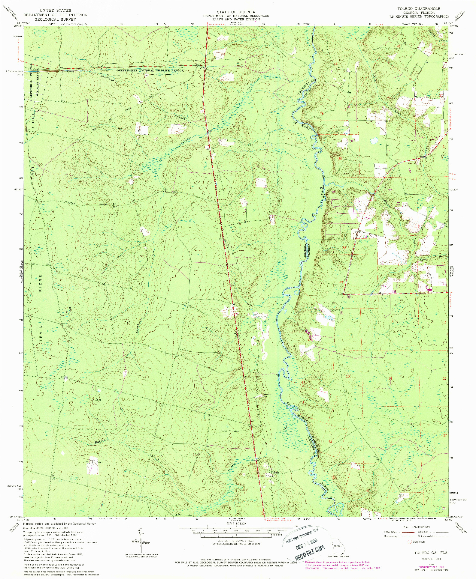 USGS 1:24000-SCALE QUADRANGLE FOR TOLEDO, GA 1966