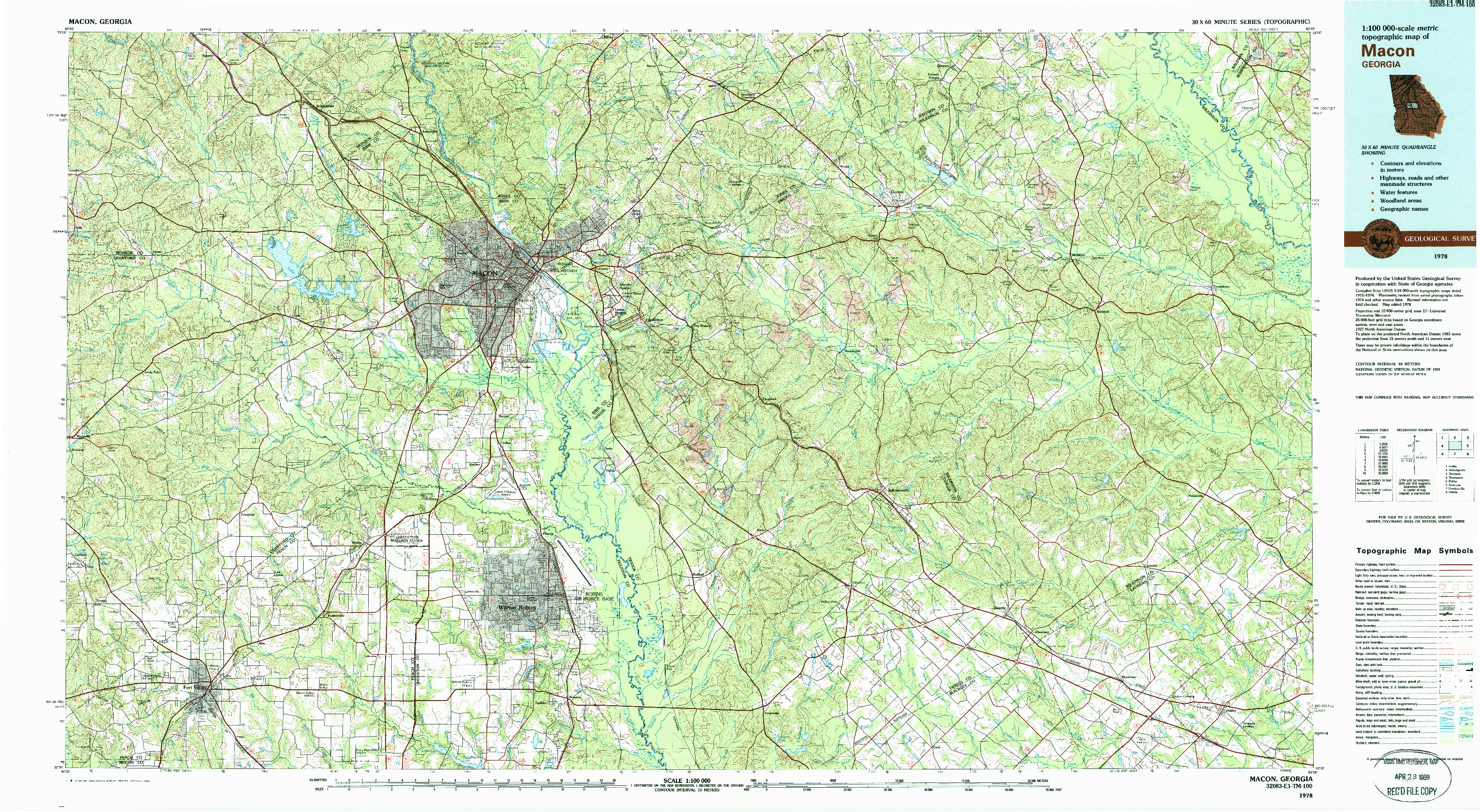 USGS 1:100000-SCALE QUADRANGLE FOR MACON, GA 1978