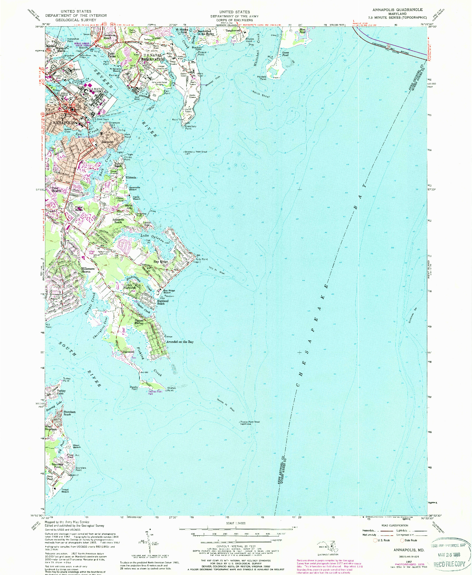 USGS 1:24000-SCALE QUADRANGLE FOR ANNAPOLIS, MD 1957