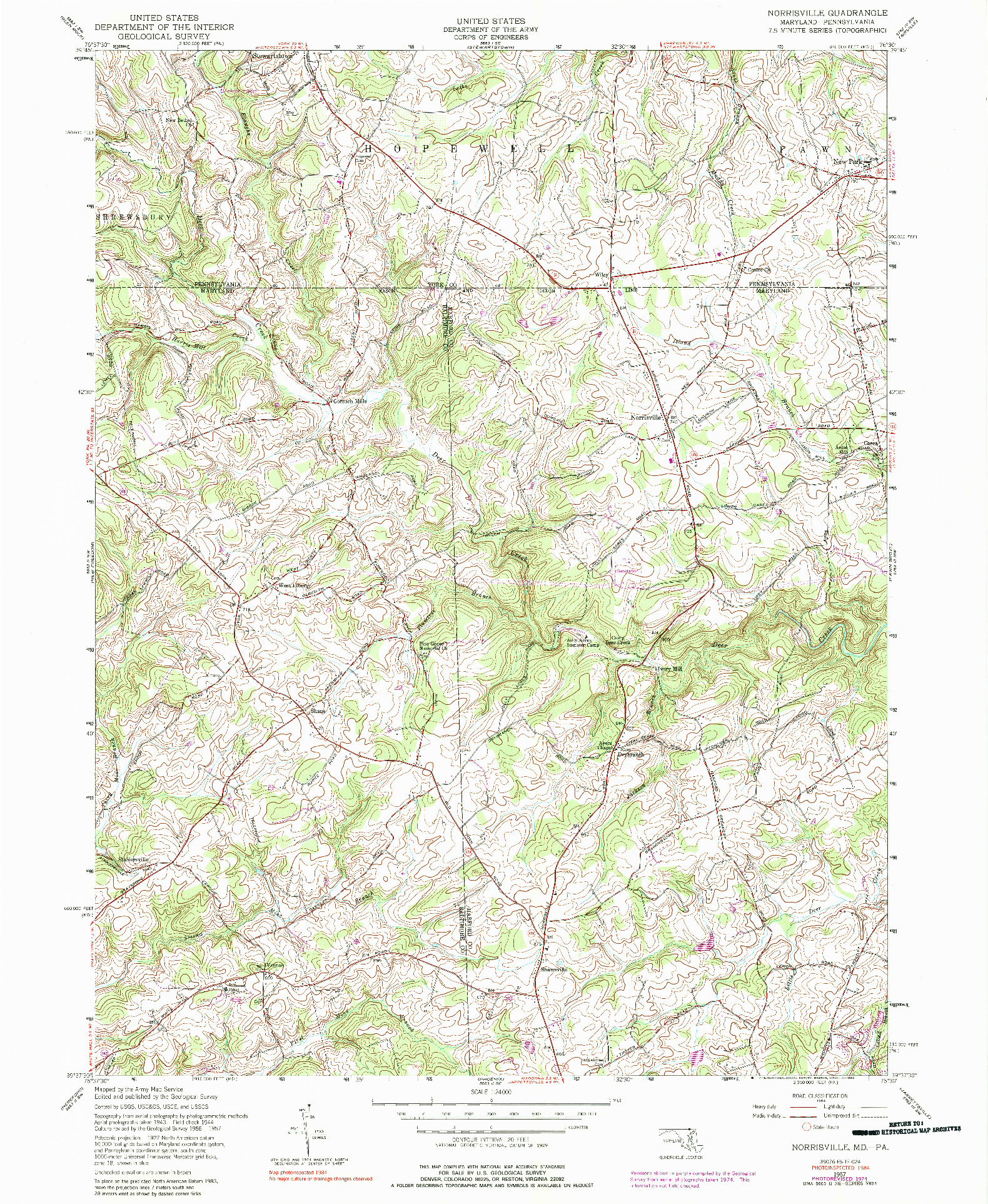 USGS 1:24000-SCALE QUADRANGLE FOR NORRISVILLE, MD 1957