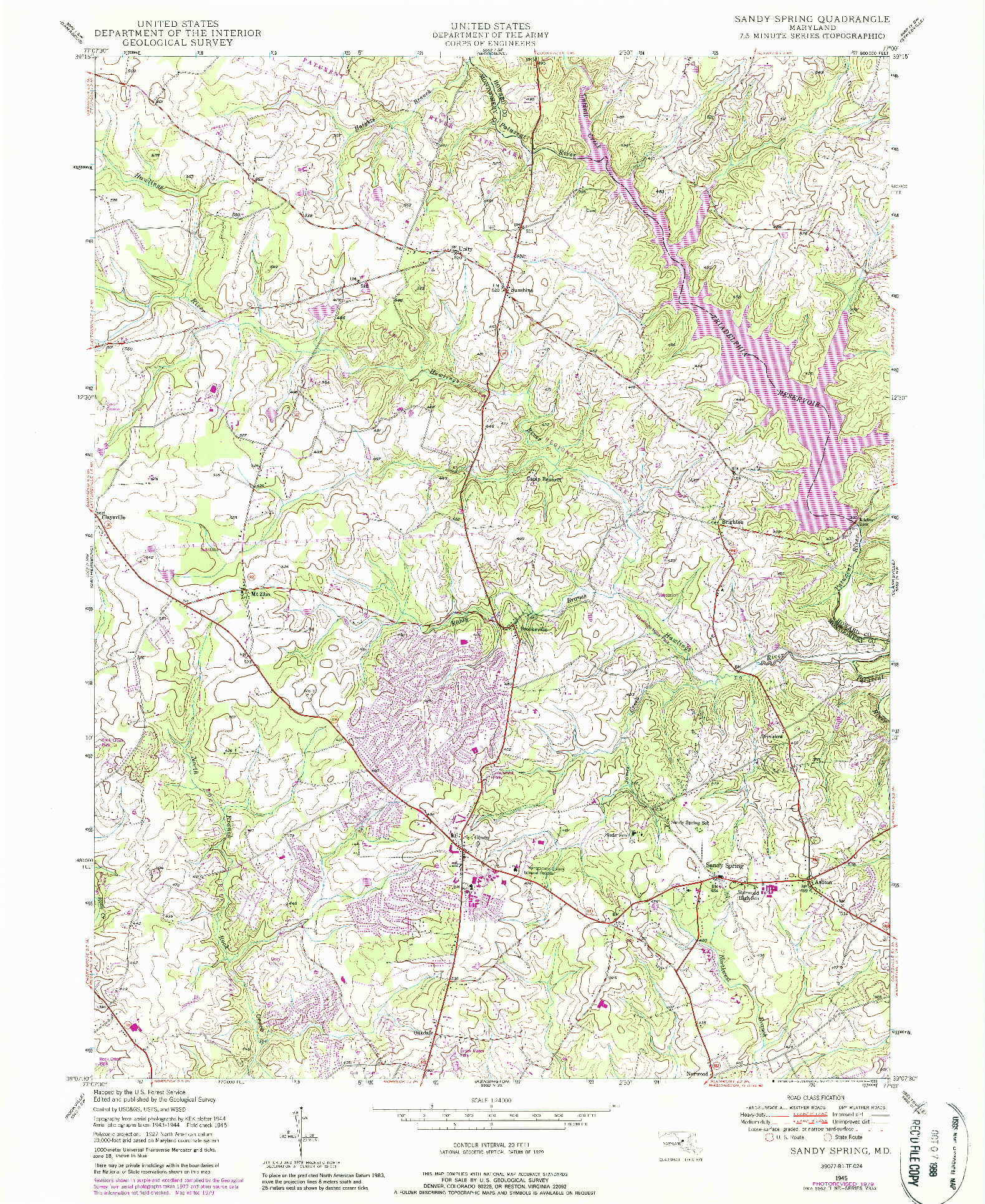 USGS 1:24000-SCALE QUADRANGLE FOR SANDY SPRING, MD 1945