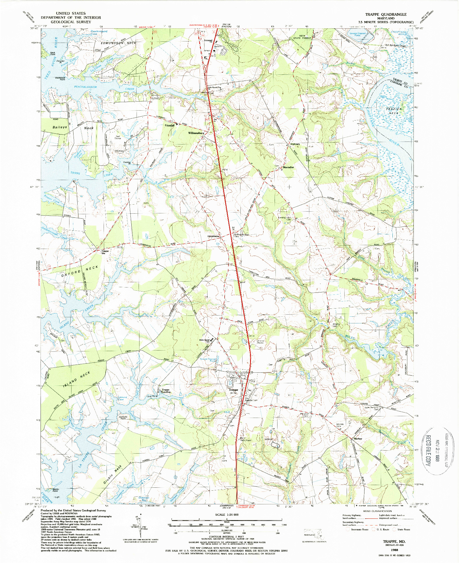 USGS 1:24000-SCALE QUADRANGLE FOR TRAPPE, MD 1988