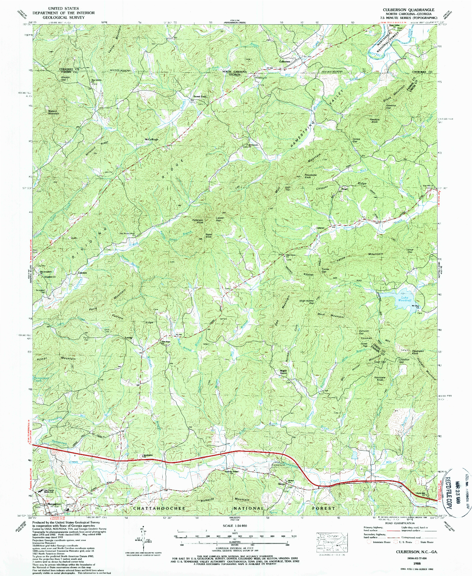 USGS 1:24000-SCALE QUADRANGLE FOR CULBERSON, NC 1988