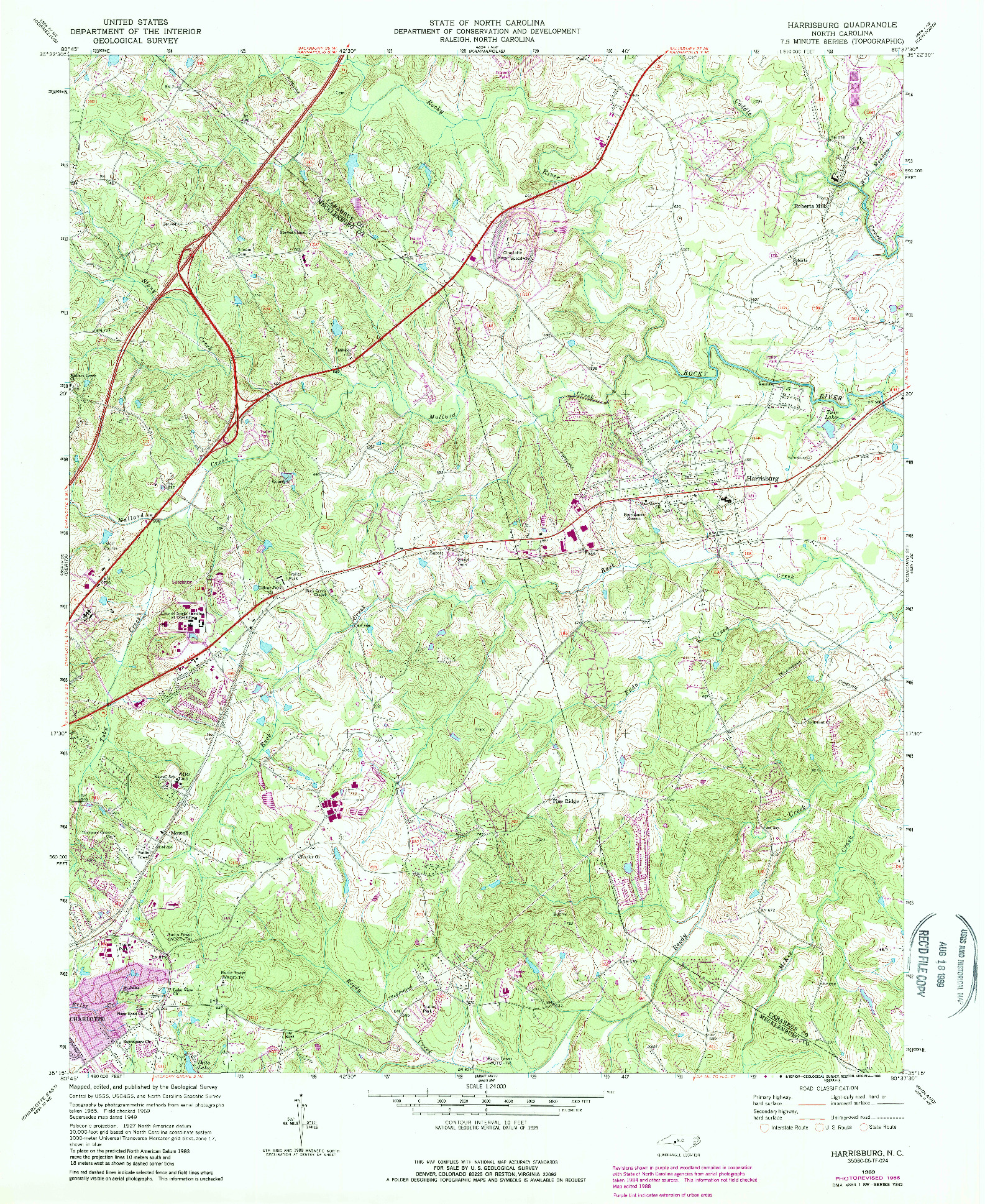 USGS 1:24000-SCALE QUADRANGLE FOR HARRISBURG, NC 1969