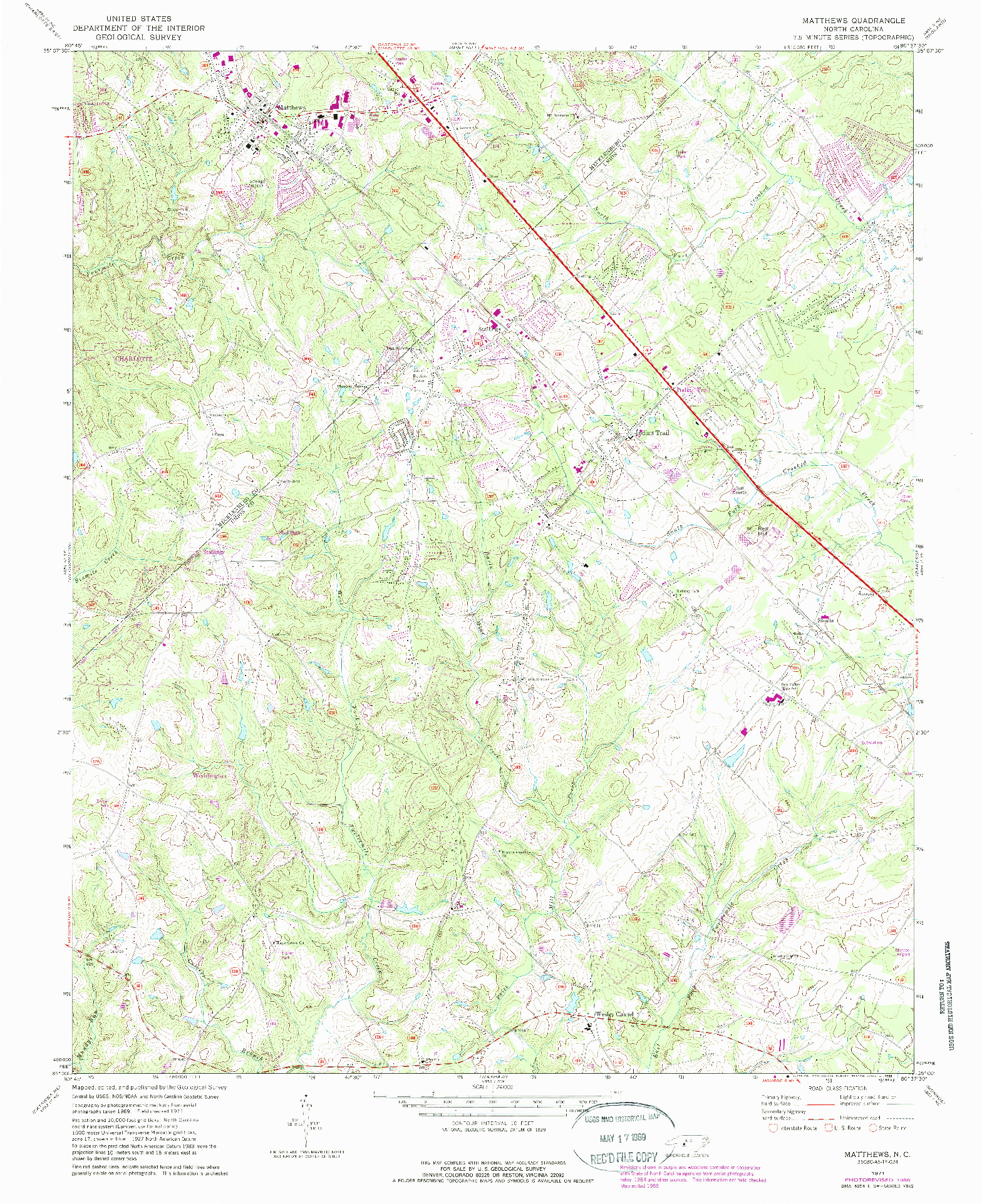 USGS 1:24000-SCALE QUADRANGLE FOR MATTHEWS, NC 1971