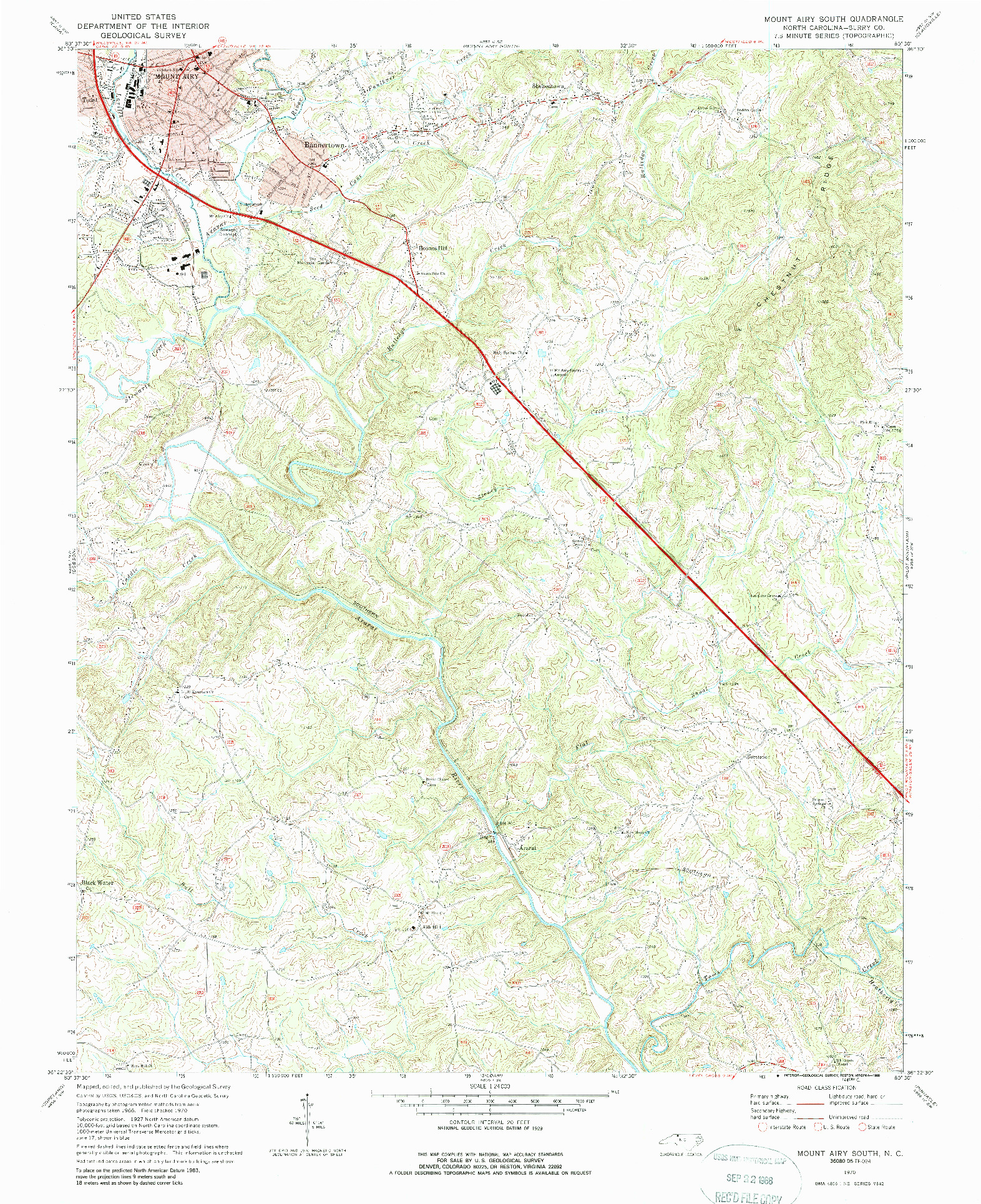 USGS 1:24000-SCALE QUADRANGLE FOR MOUNT AIRY SOUTH, NC 1970