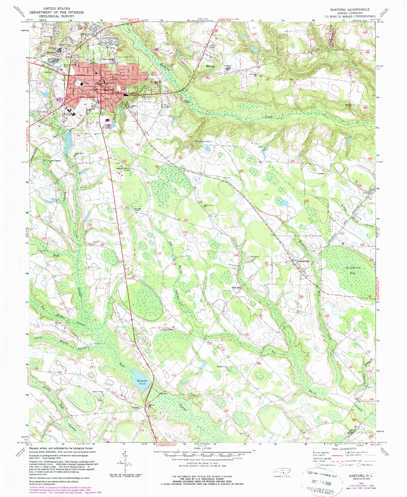 USGS 1:24000-SCALE QUADRANGLE FOR RAEFORD, NC 1972