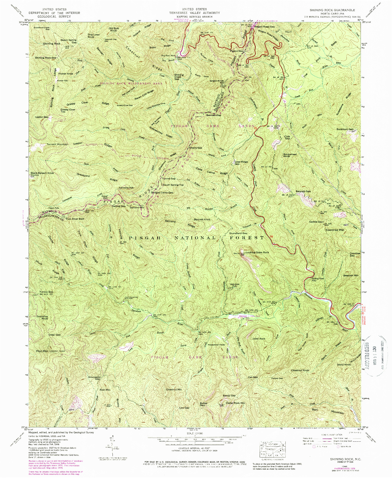 USGS 1:24000-SCALE QUADRANGLE FOR SHINING ROCK, NC 1946