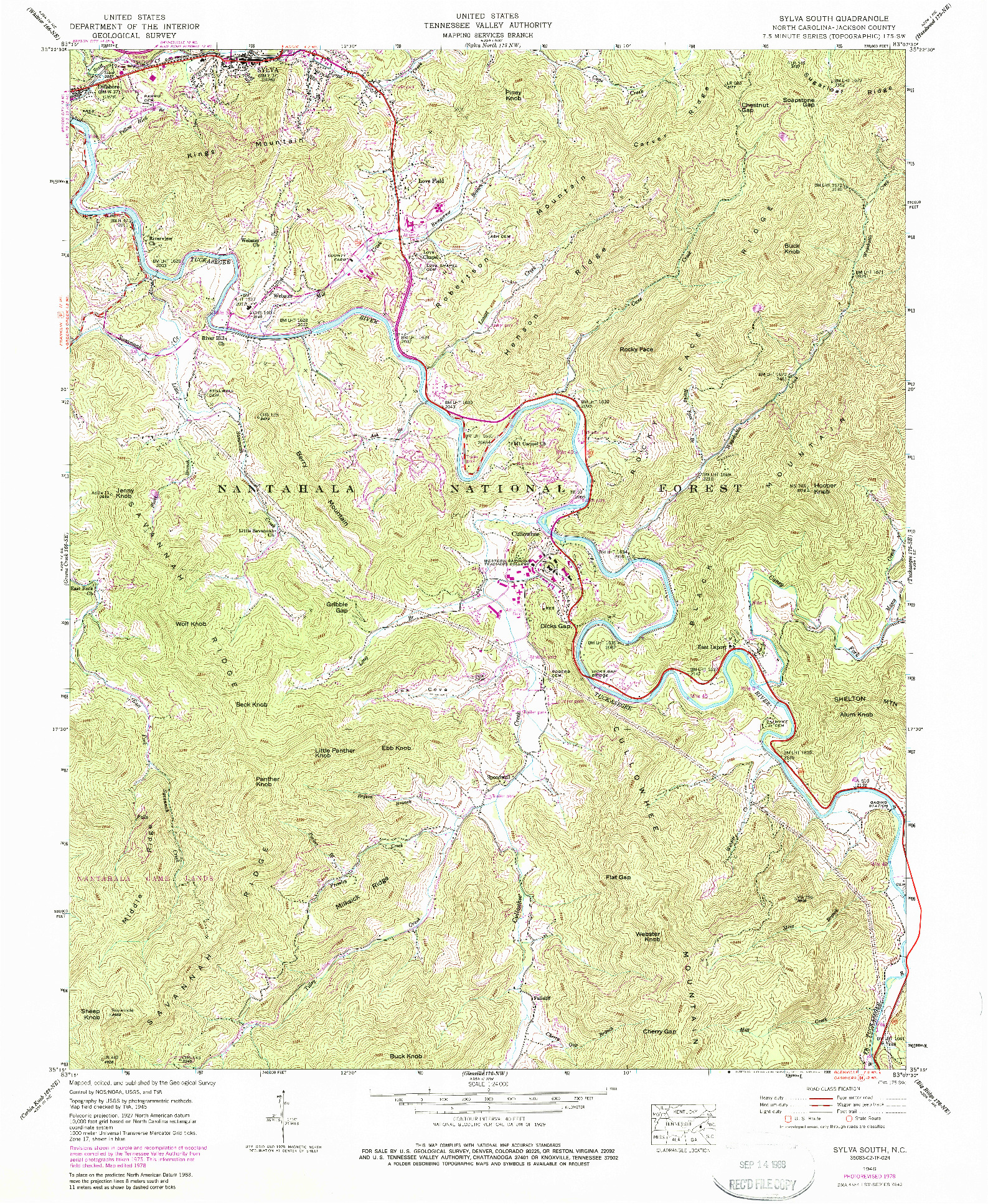 USGS 1:24000-SCALE QUADRANGLE FOR SYLVA SOUTH, NC 1946