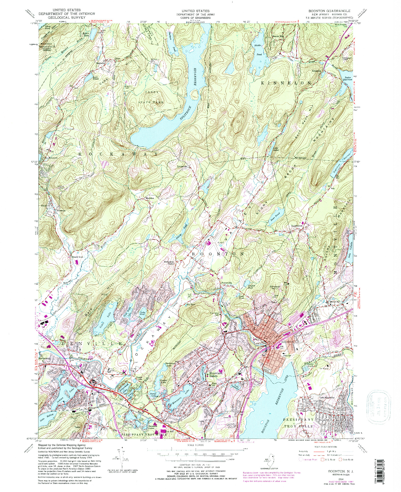 USGS 1:24000-SCALE QUADRANGLE FOR BOONTON, NJ 1954