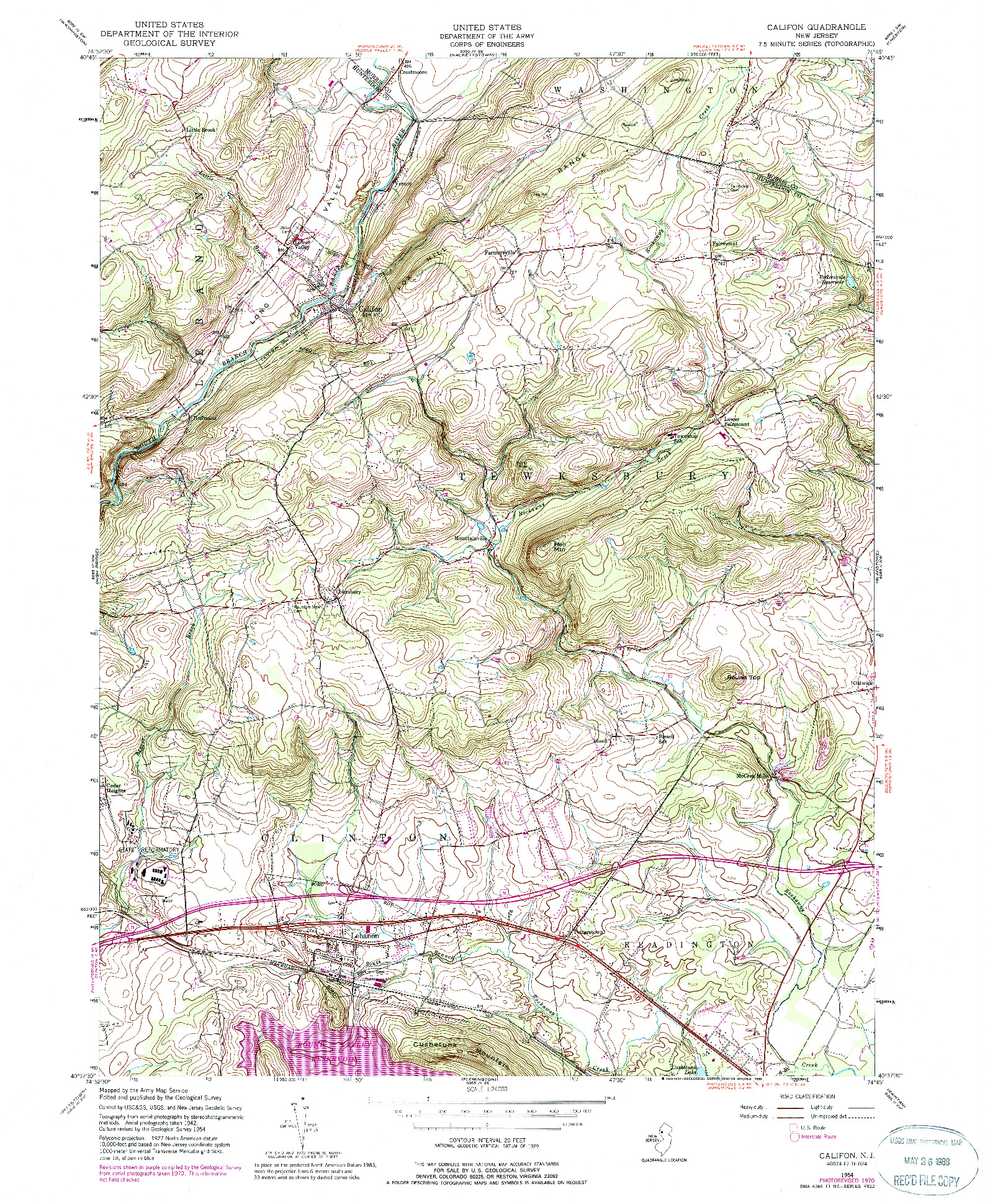 USGS 1:24000-SCALE QUADRANGLE FOR CALIFON, NJ 1954