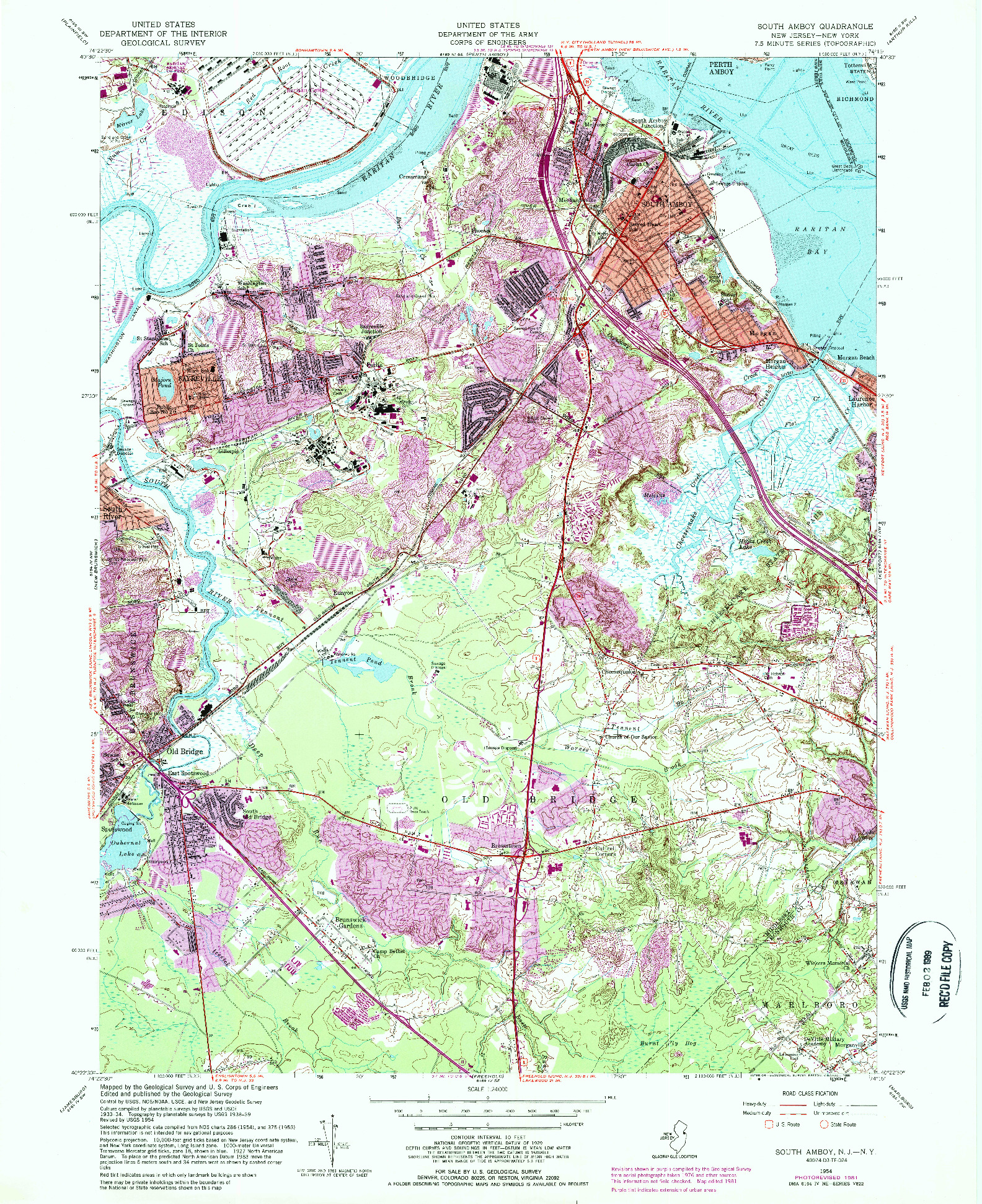 USGS 1:24000-SCALE QUADRANGLE FOR SOUTH AMBOY, NJ 1954