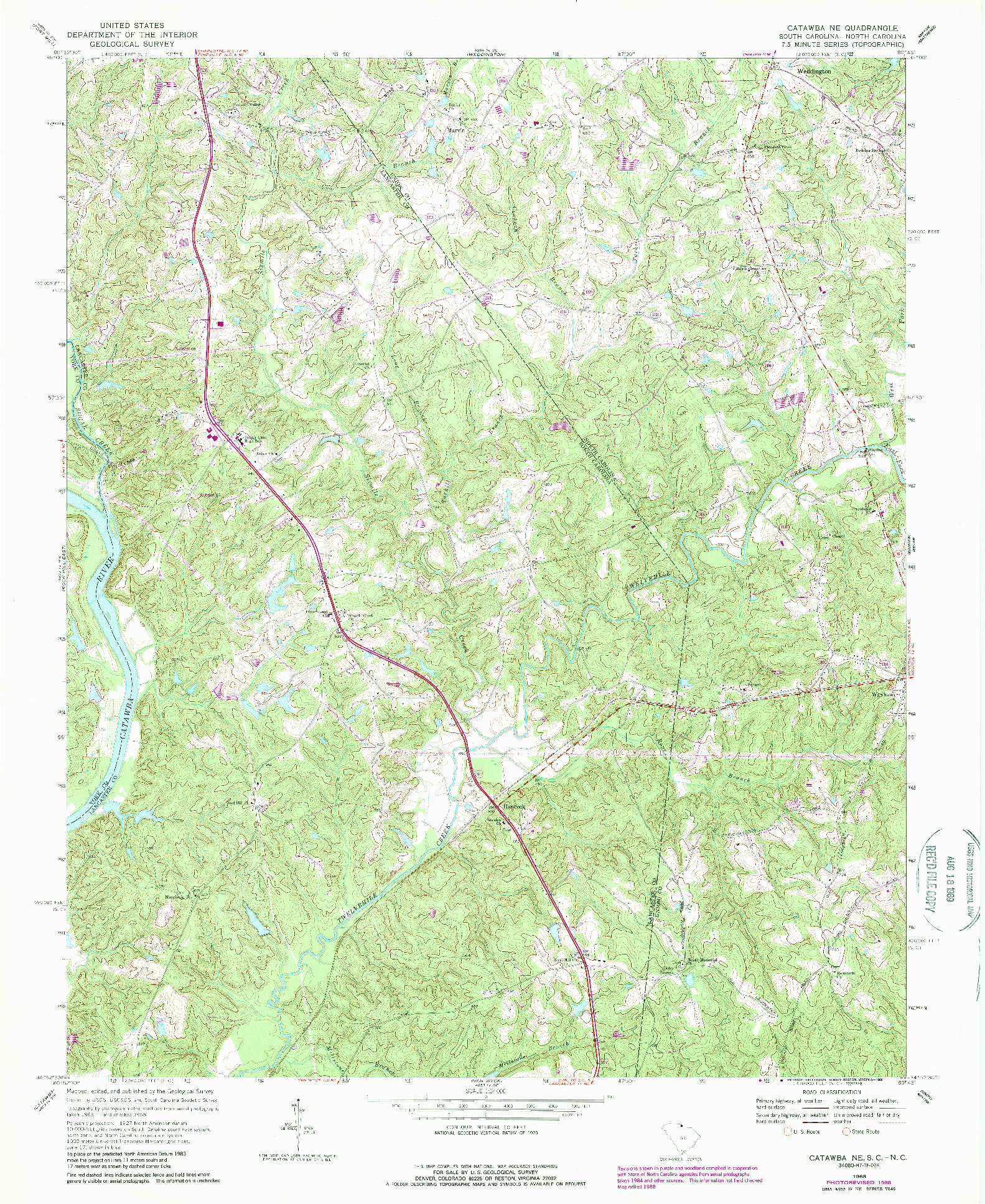 USGS 1:24000-SCALE QUADRANGLE FOR CATAWBA NE, SC 1968