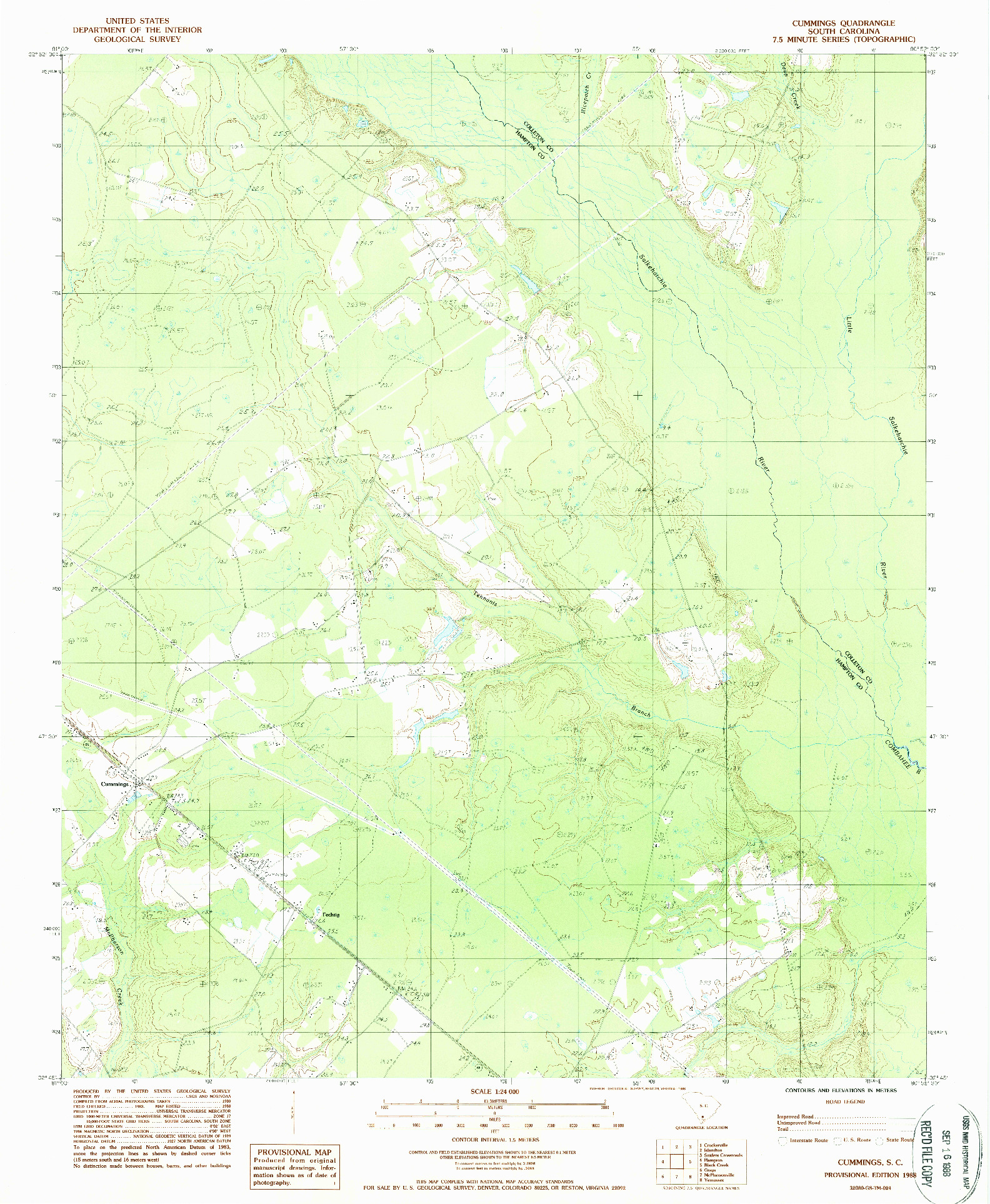 USGS 1:24000-SCALE QUADRANGLE FOR CUMMINGS, SC 1988