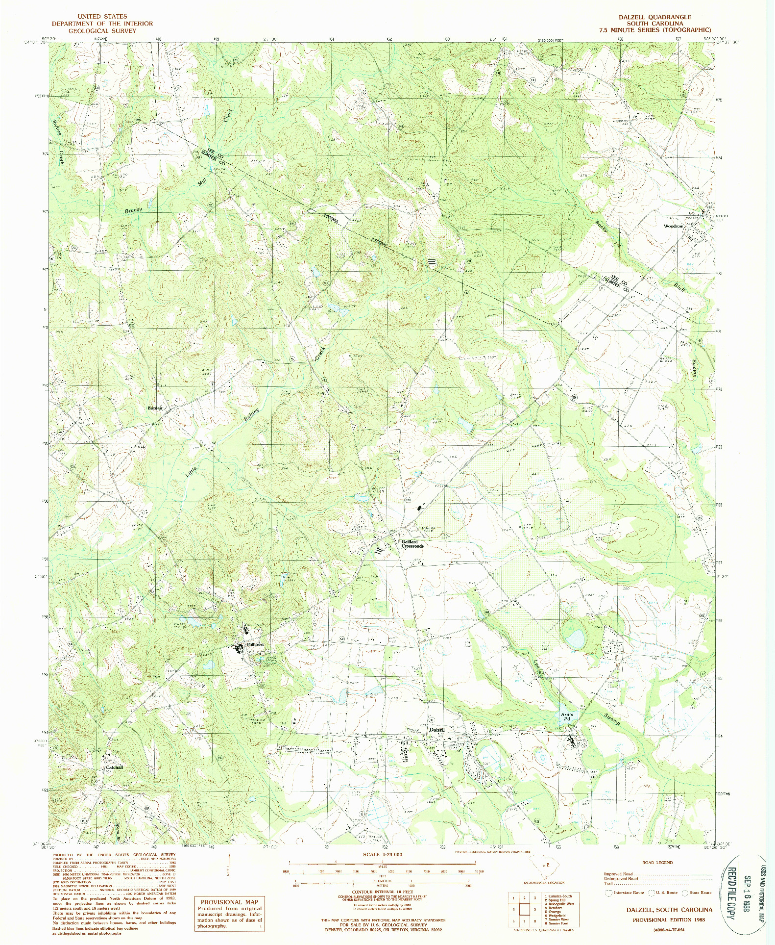 USGS 1:24000-SCALE QUADRANGLE FOR DALZELL, SC 1988