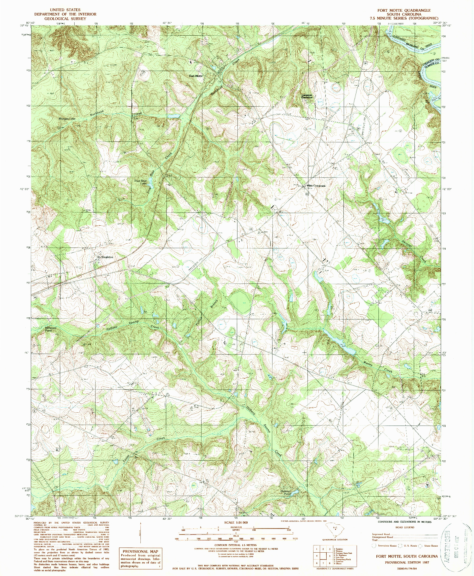 USGS 1:24000-SCALE QUADRANGLE FOR FORT MOTTE, SC 1987