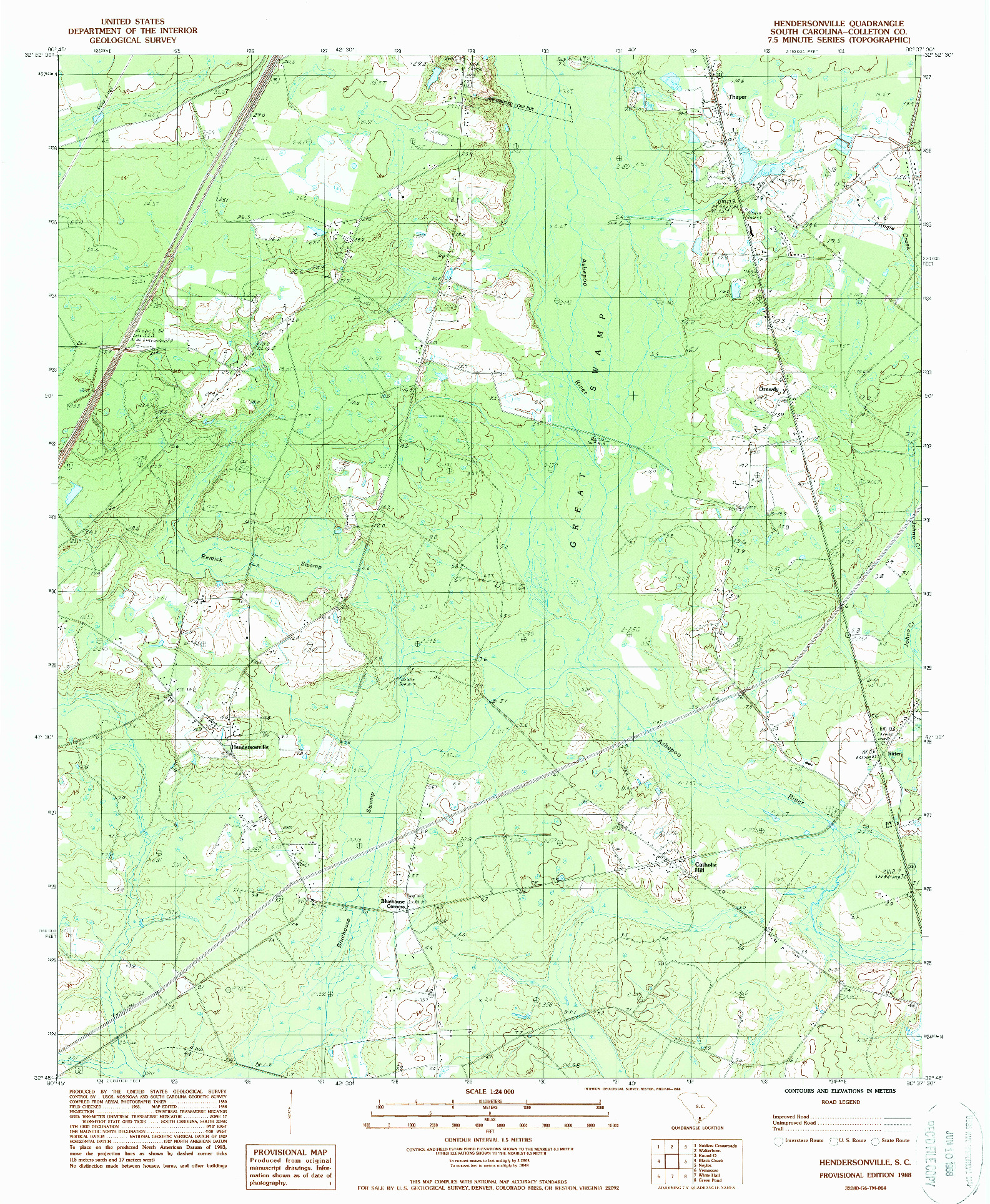 USGS 1:24000-SCALE QUADRANGLE FOR HENDERSONVILLE, SC 1988