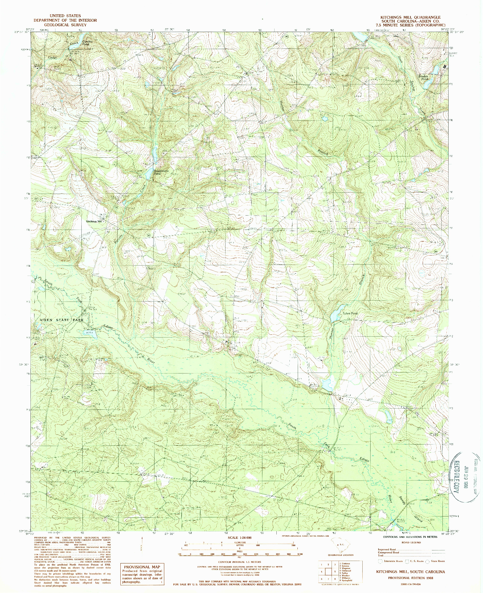 USGS 1:24000-SCALE QUADRANGLE FOR KITCHINGS MILL, SC 1988