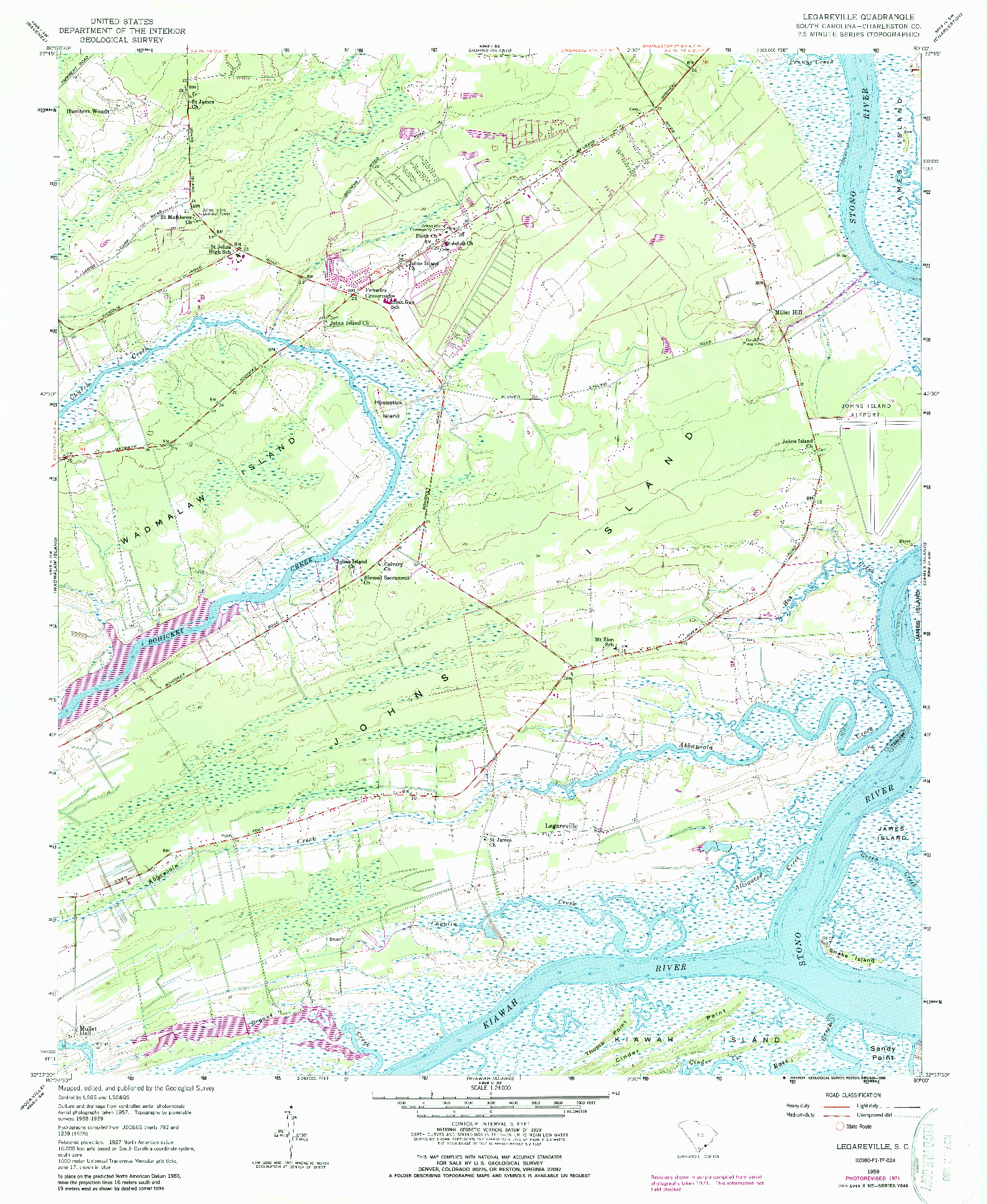 USGS 1:24000-SCALE QUADRANGLE FOR LEGAREVILLE, SC 1959