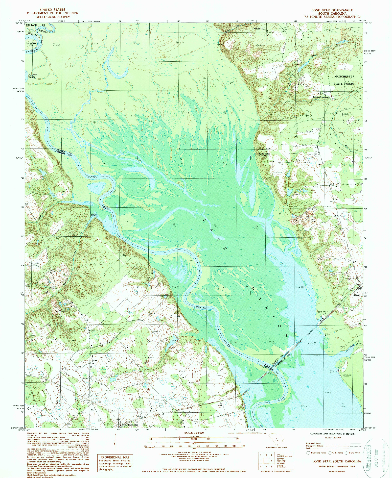 USGS 1:24000-SCALE QUADRANGLE FOR LONE STAR, SC 1988