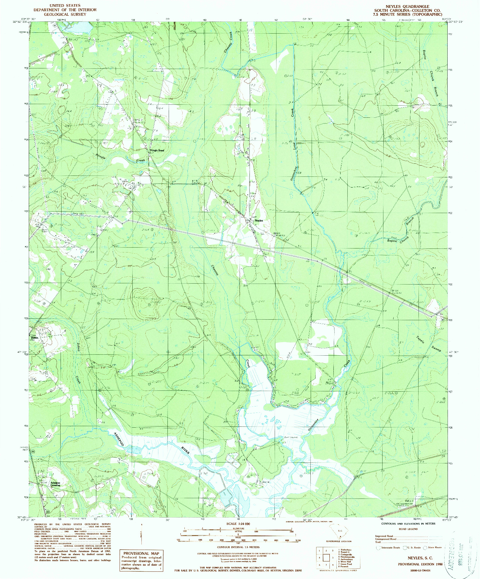 USGS 1:24000-SCALE QUADRANGLE FOR NEYLES, SC 1988