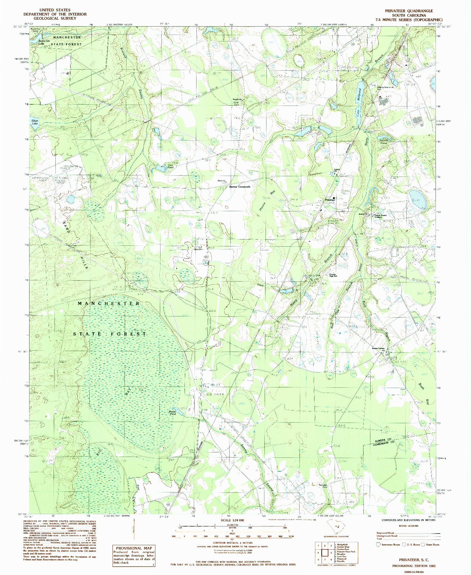 USGS 1:24000-SCALE QUADRANGLE FOR PRIVATEER, SC 1983