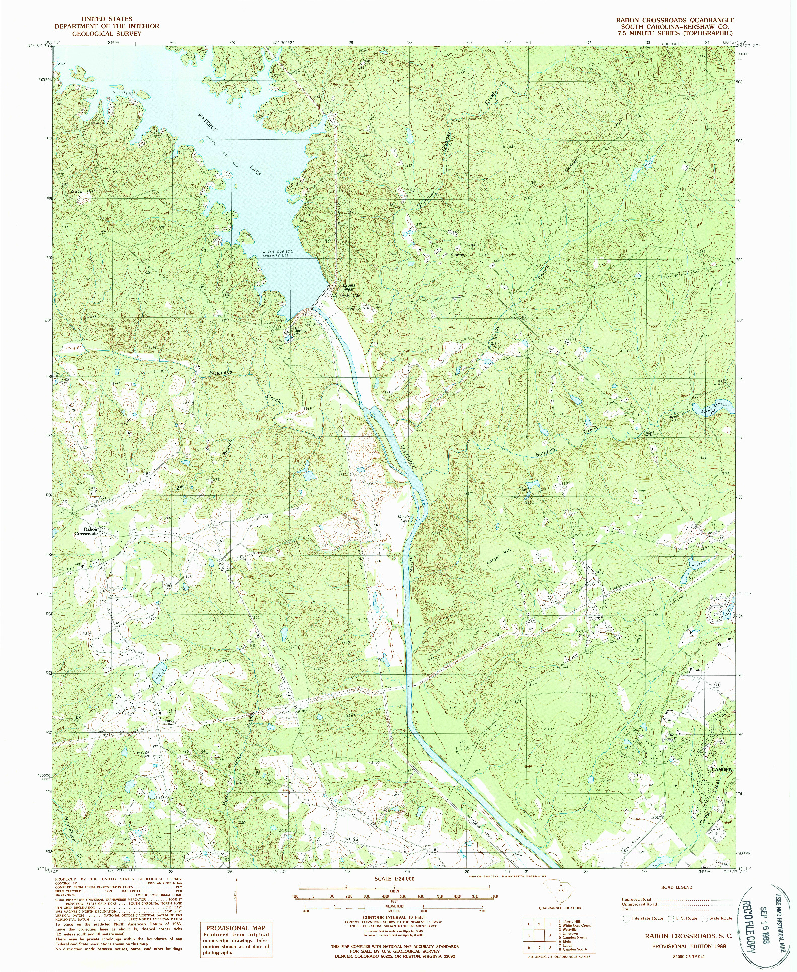 USGS 1:24000-SCALE QUADRANGLE FOR RABON CROSSROADS, SC 1988