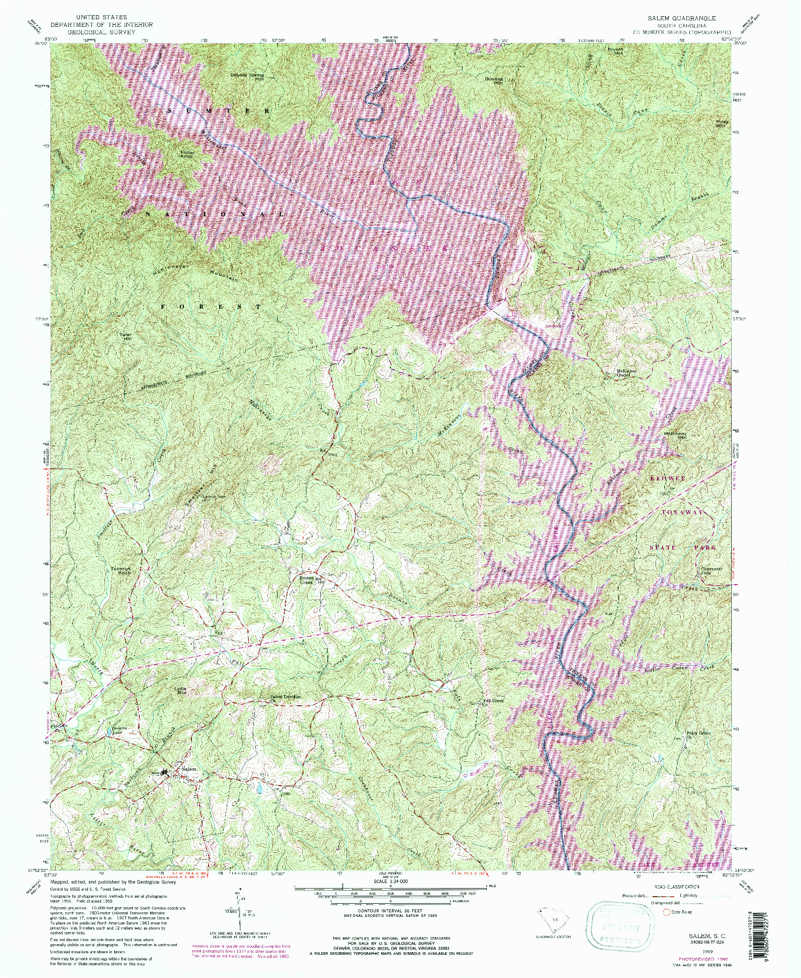 USGS 1:24000-SCALE QUADRANGLE FOR SALEM, SC 1959