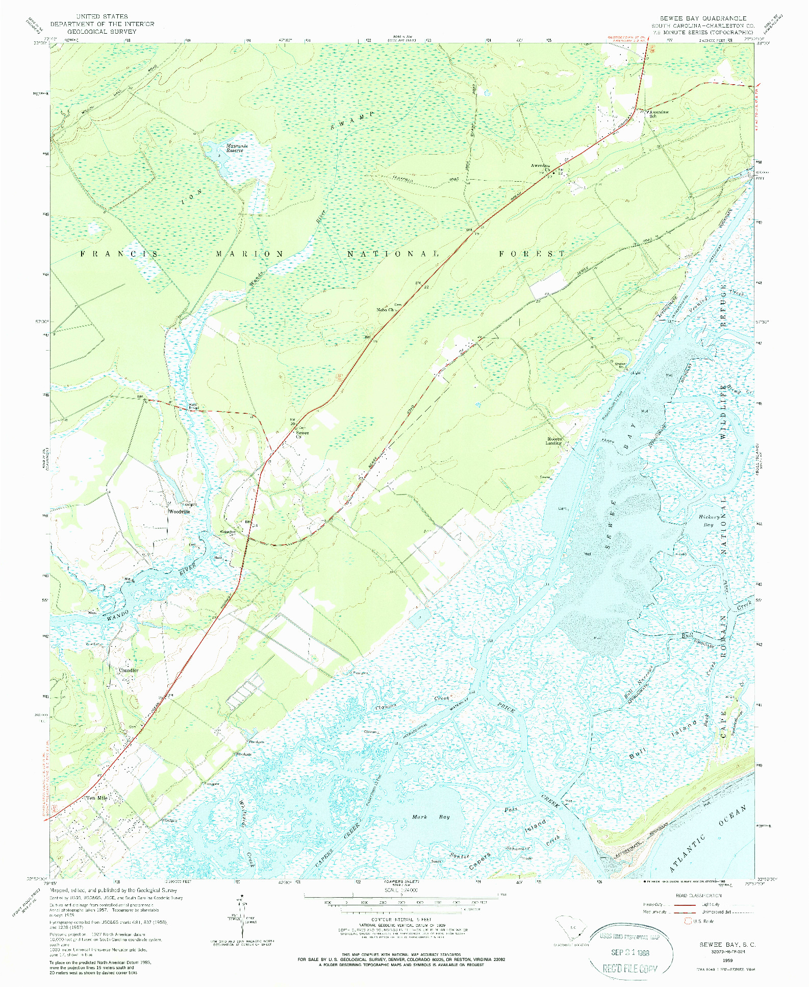 USGS 1:24000-SCALE QUADRANGLE FOR SEWEE BAY, SC 1959