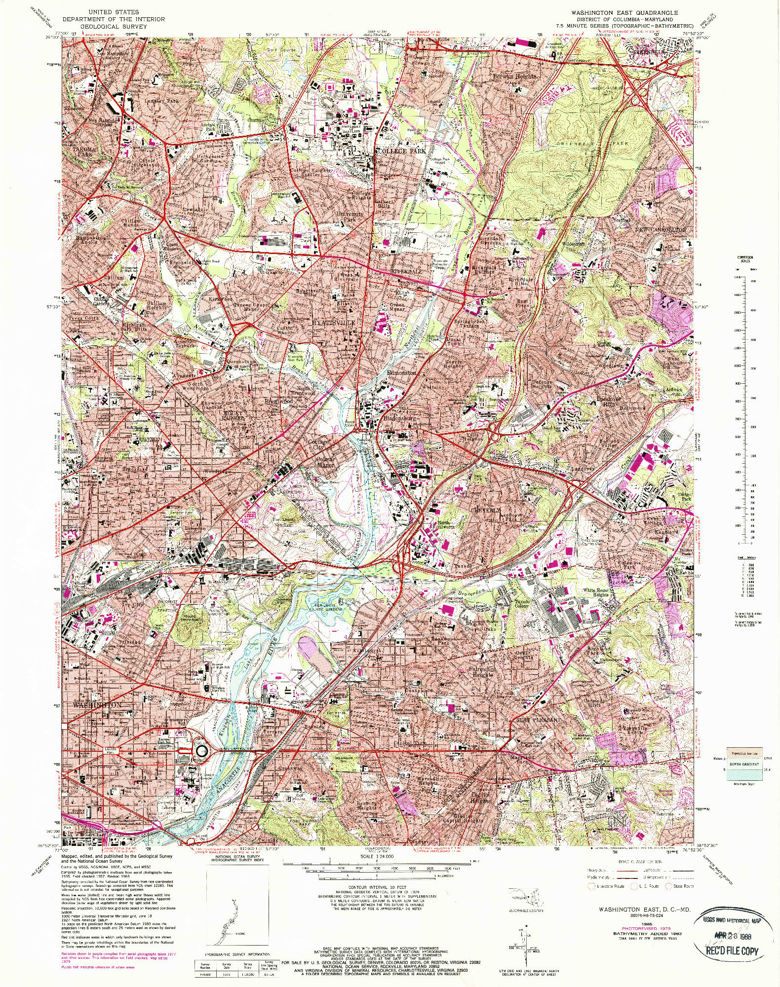 USGS 1:24000-SCALE QUADRANGLE FOR WASHINGTON EAST, DC 1965