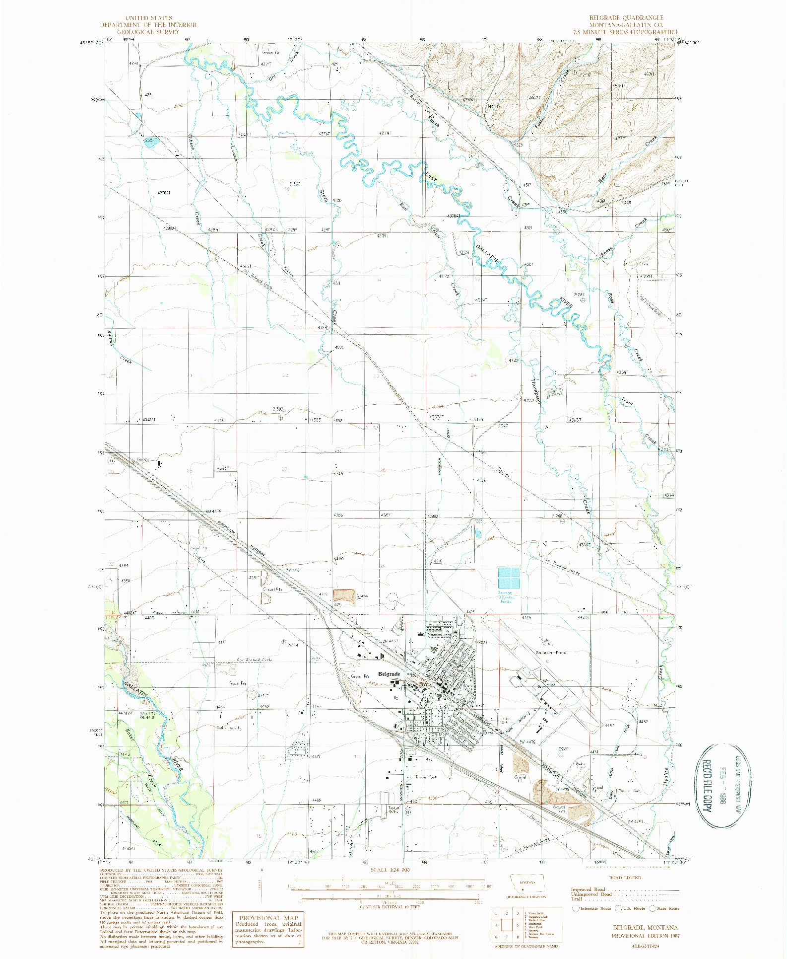 USGS 1:24000-SCALE QUADRANGLE FOR BELGRADE, MT 1987