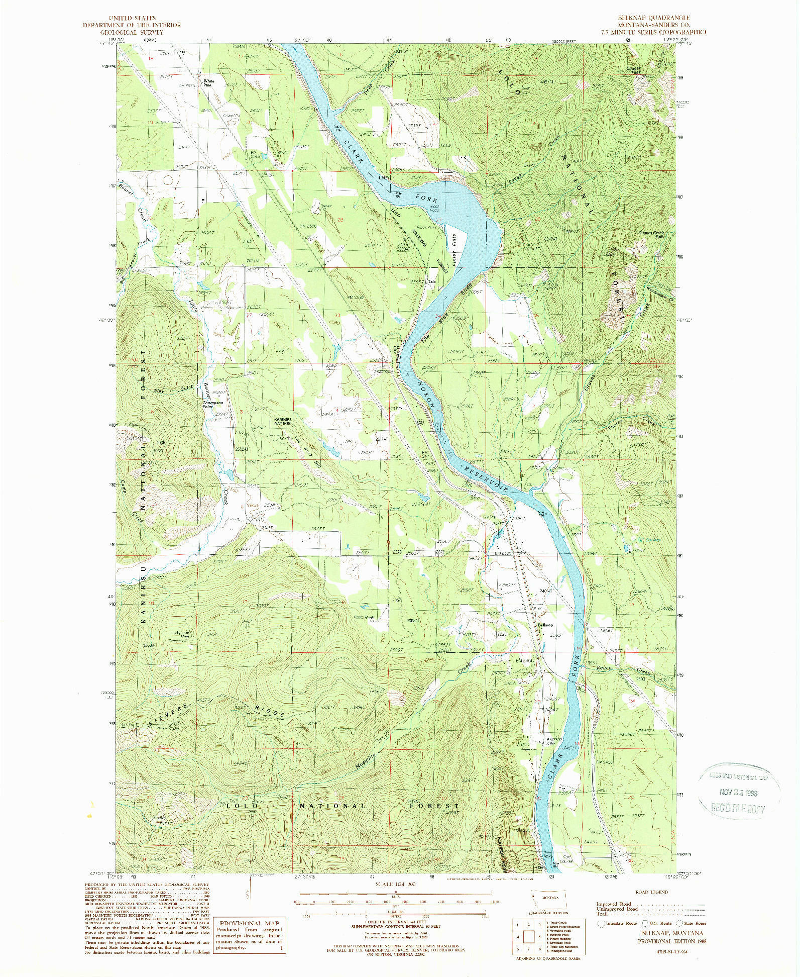 USGS 1:24000-SCALE QUADRANGLE FOR BELKNAP, MT 1988
