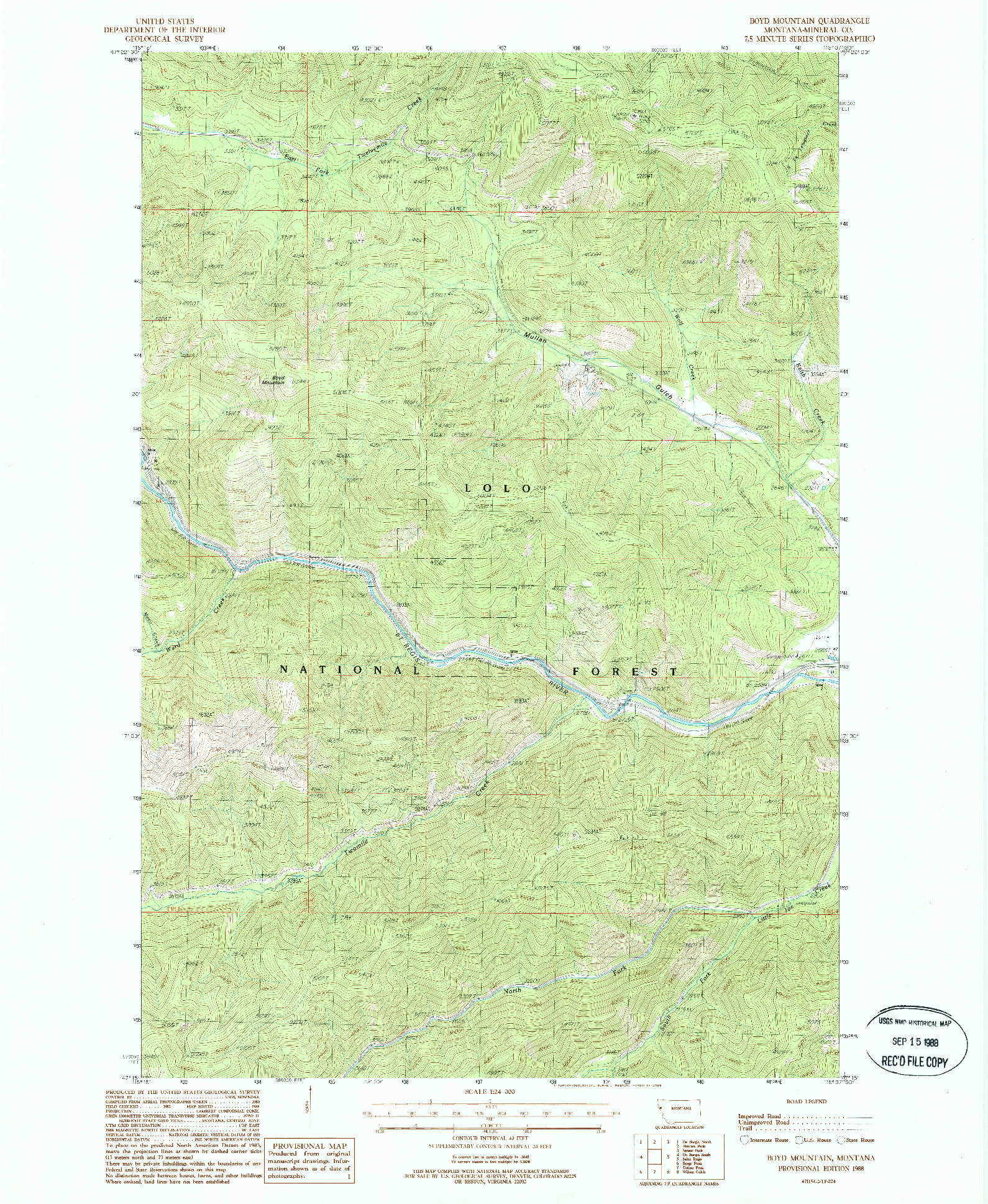 USGS 1:24000-SCALE QUADRANGLE FOR BOYD MOUNTAIN, MT 1988