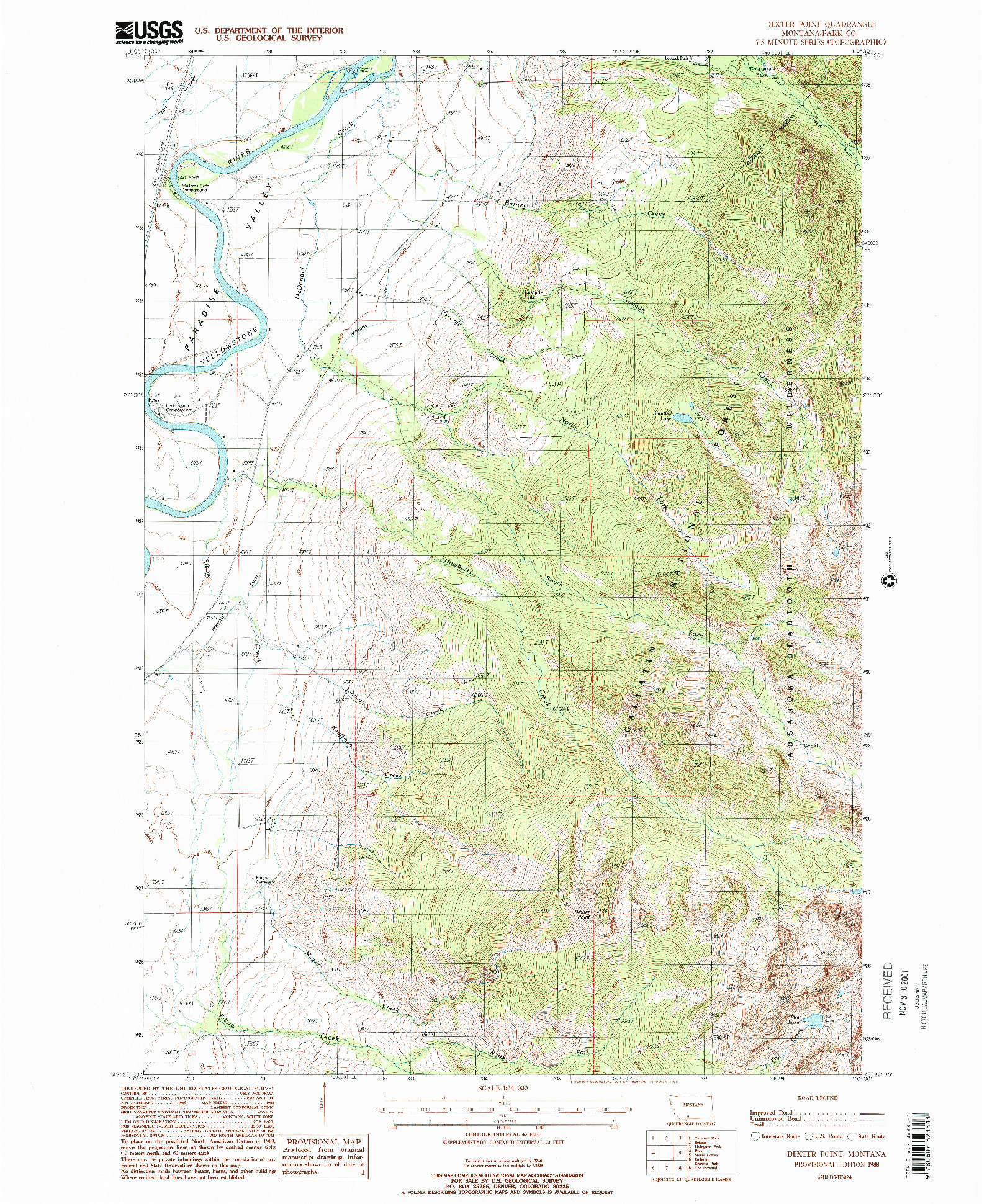 USGS 1:24000-SCALE QUADRANGLE FOR DEXTER POINT, MT 1988