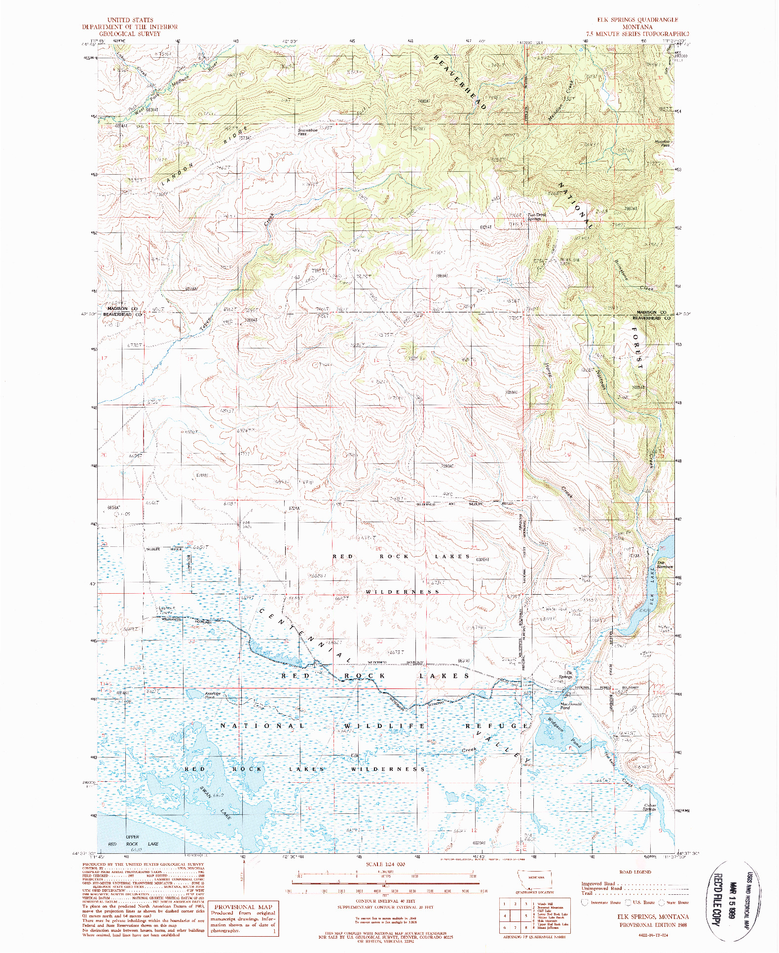 USGS 1:24000-SCALE QUADRANGLE FOR ELK SPRINGS, MT 1988