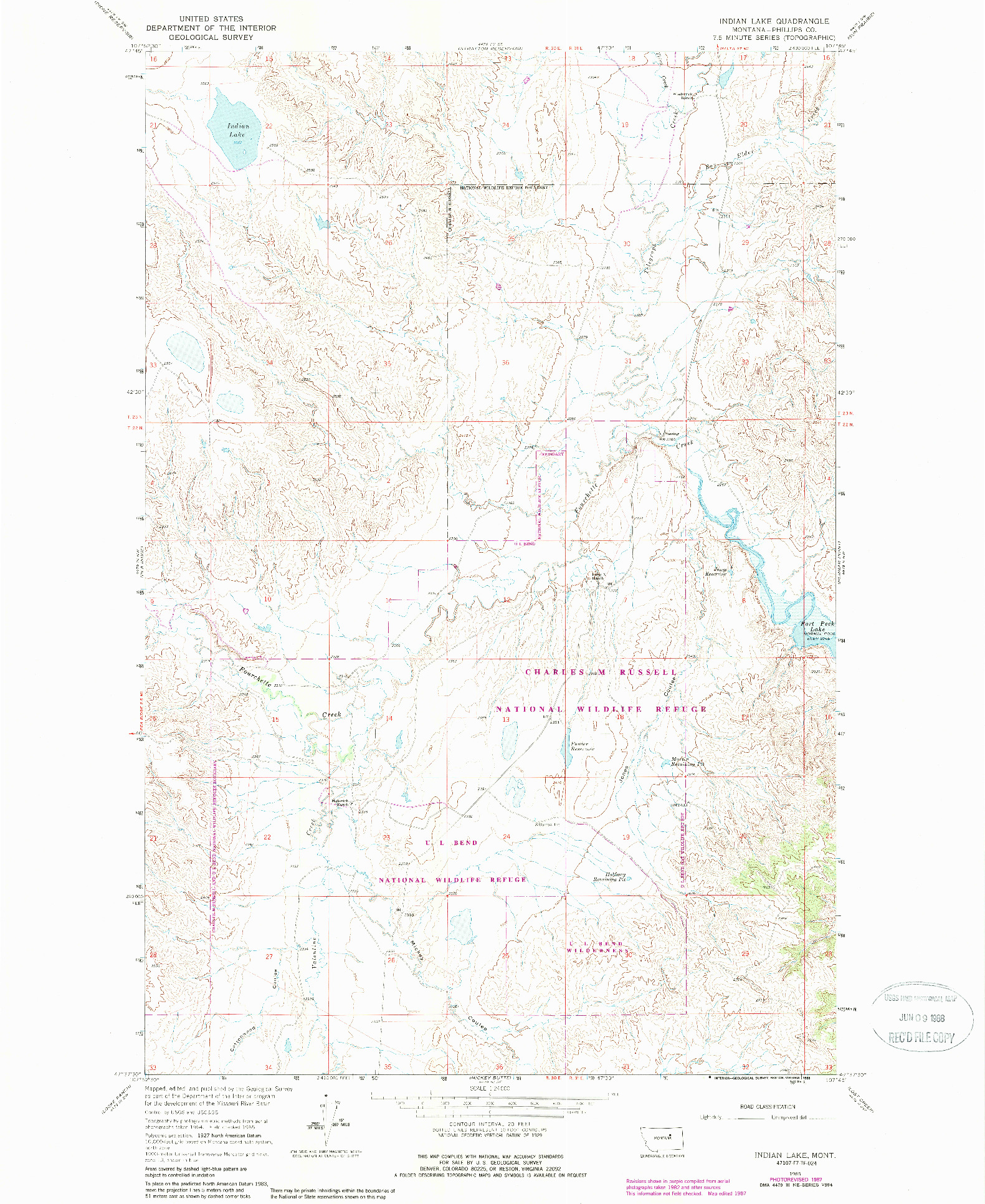 USGS 1:24000-SCALE QUADRANGLE FOR INDIAN LAKE, MT 1965