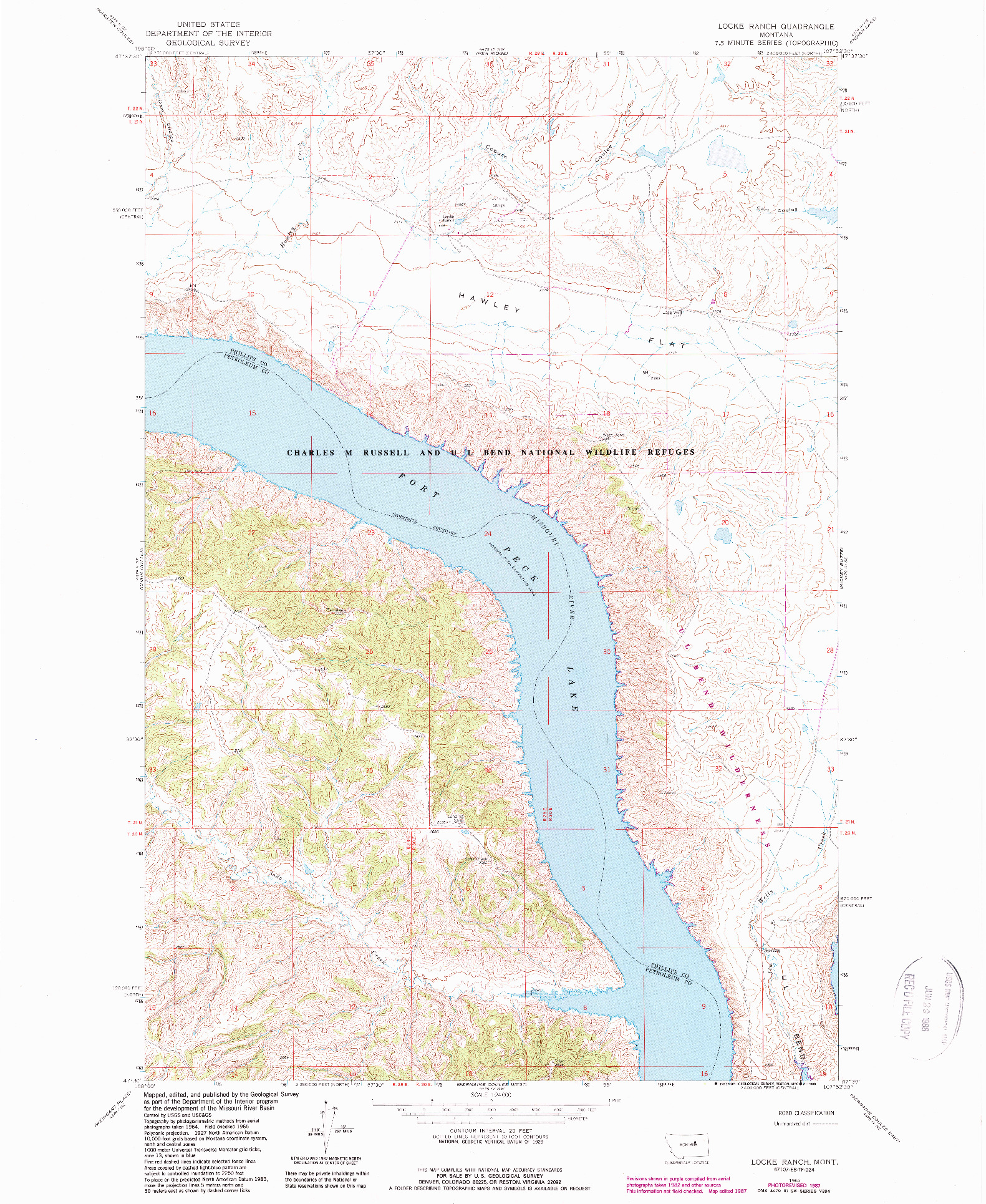 USGS 1:24000-SCALE QUADRANGLE FOR LOCKE RANCH, MT 1965