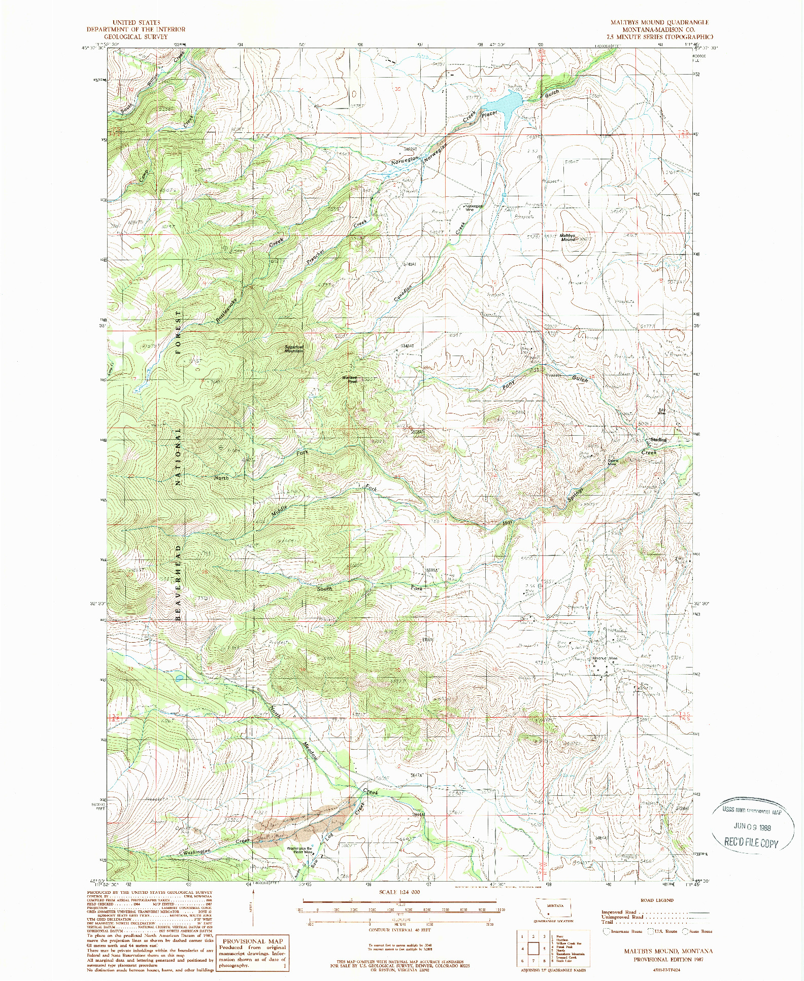 USGS 1:24000-SCALE QUADRANGLE FOR MALTBYS MOUND, MT 1987