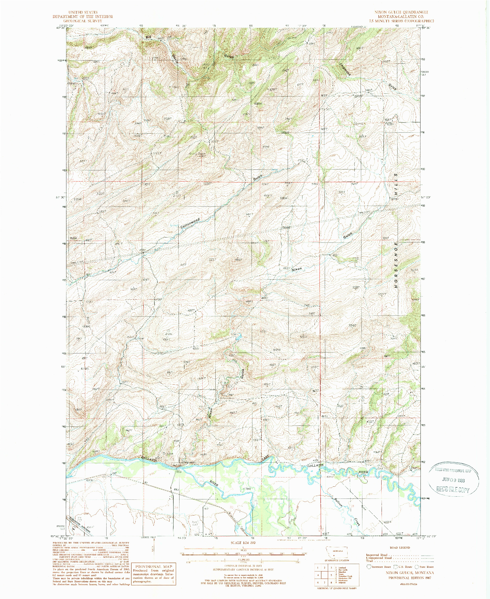 USGS 1:24000-SCALE QUADRANGLE FOR NIXON GULCH, MT 1987