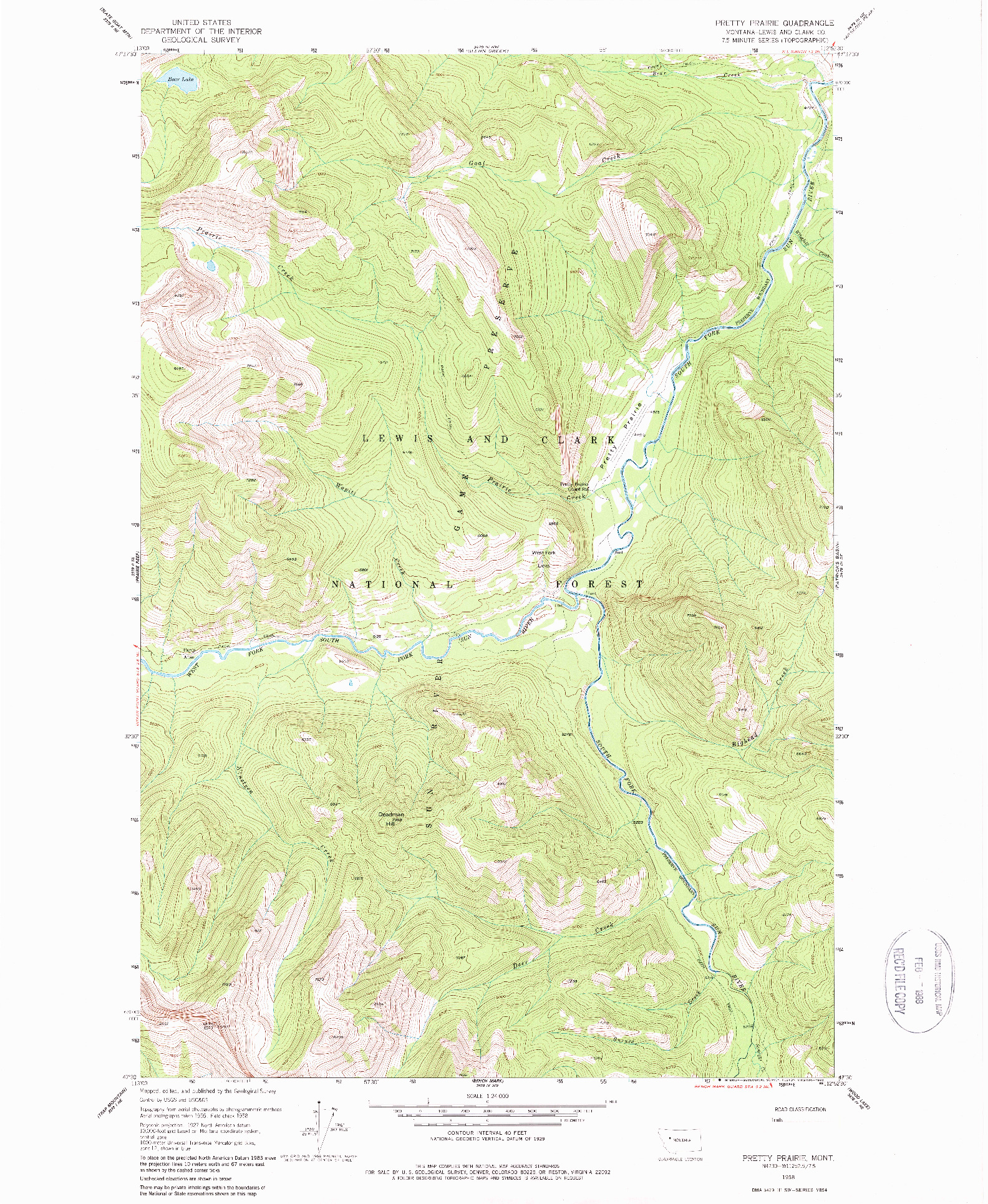 USGS 1:24000-SCALE QUADRANGLE FOR PRETTY PRAIRIE, MT 1958