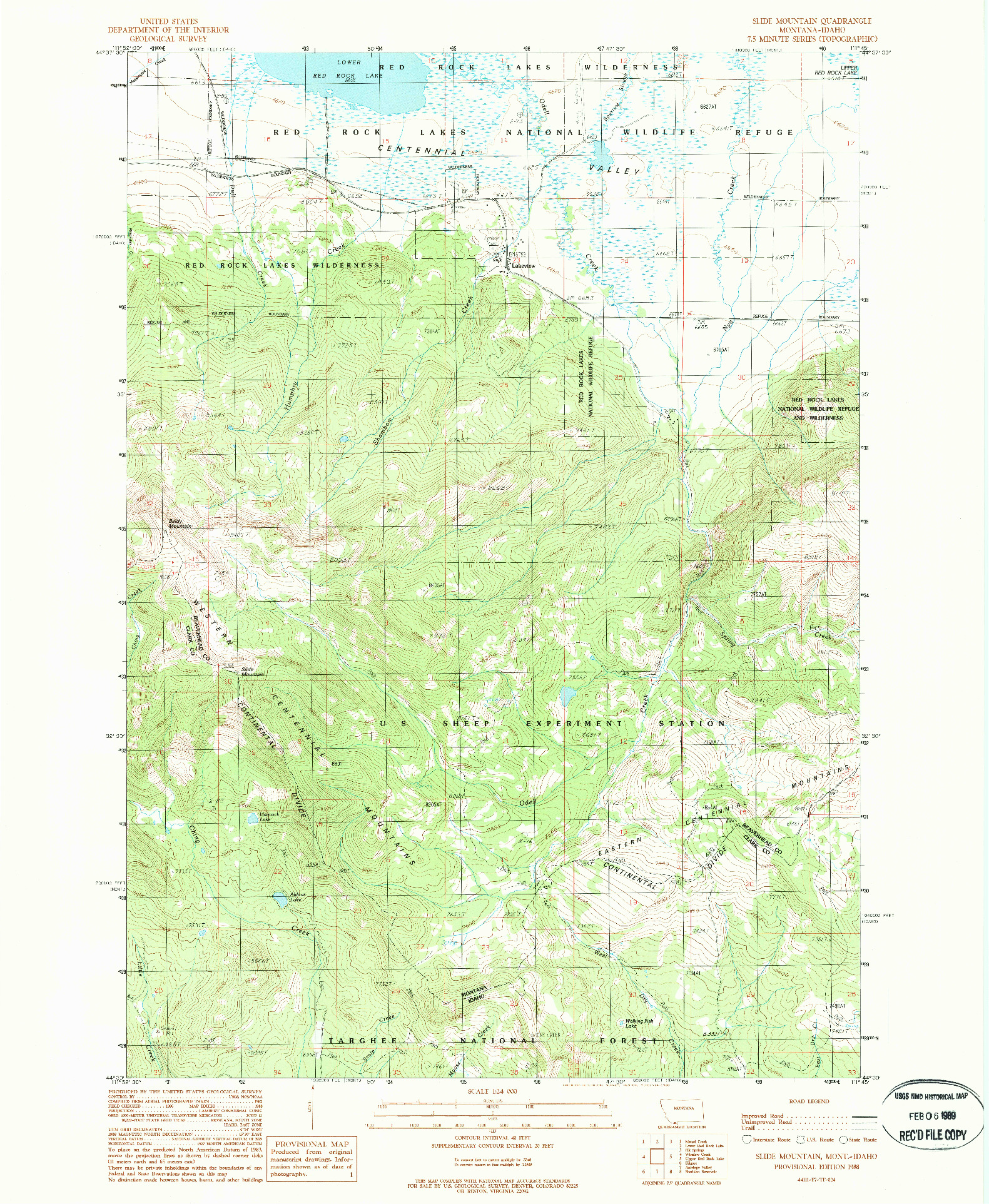 USGS 1:24000-SCALE QUADRANGLE FOR SLIDE MOUNTAIN, MT 1988