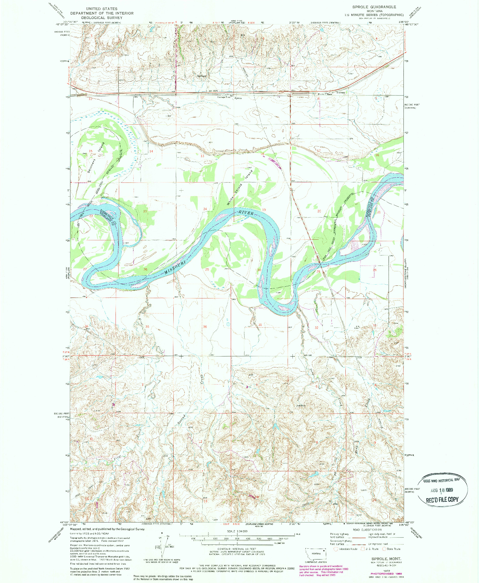 USGS 1:24000-SCALE QUADRANGLE FOR SPROLE, MT 1972