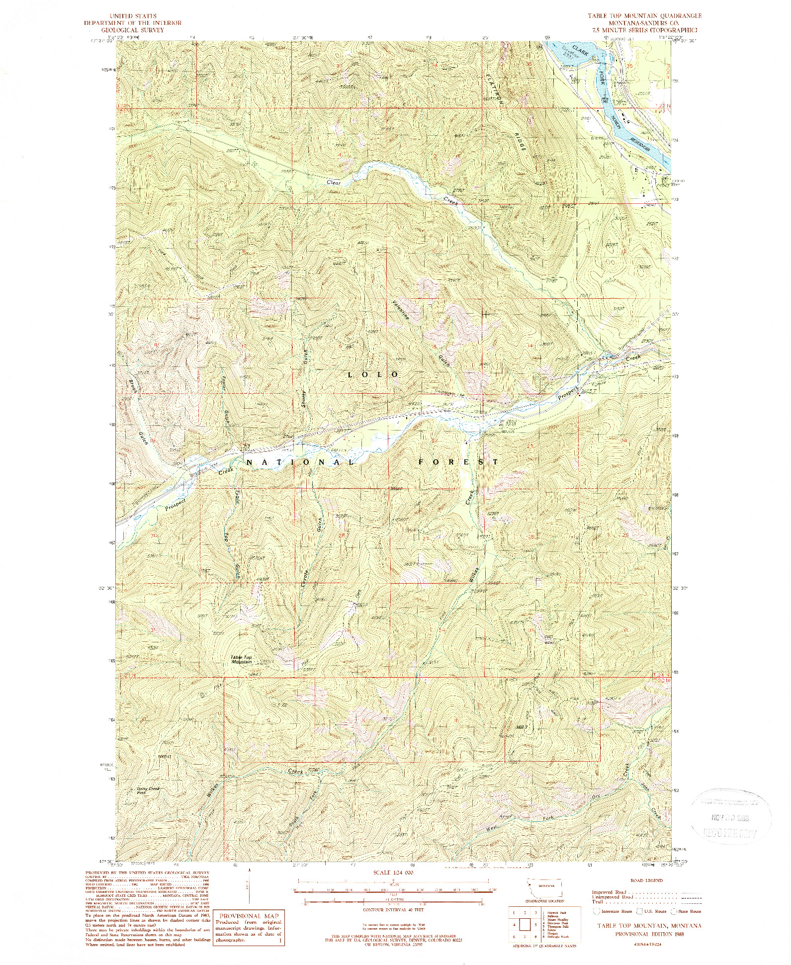 USGS 1:24000-SCALE QUADRANGLE FOR TABLE TOP MOUNTAIN, MT 1988